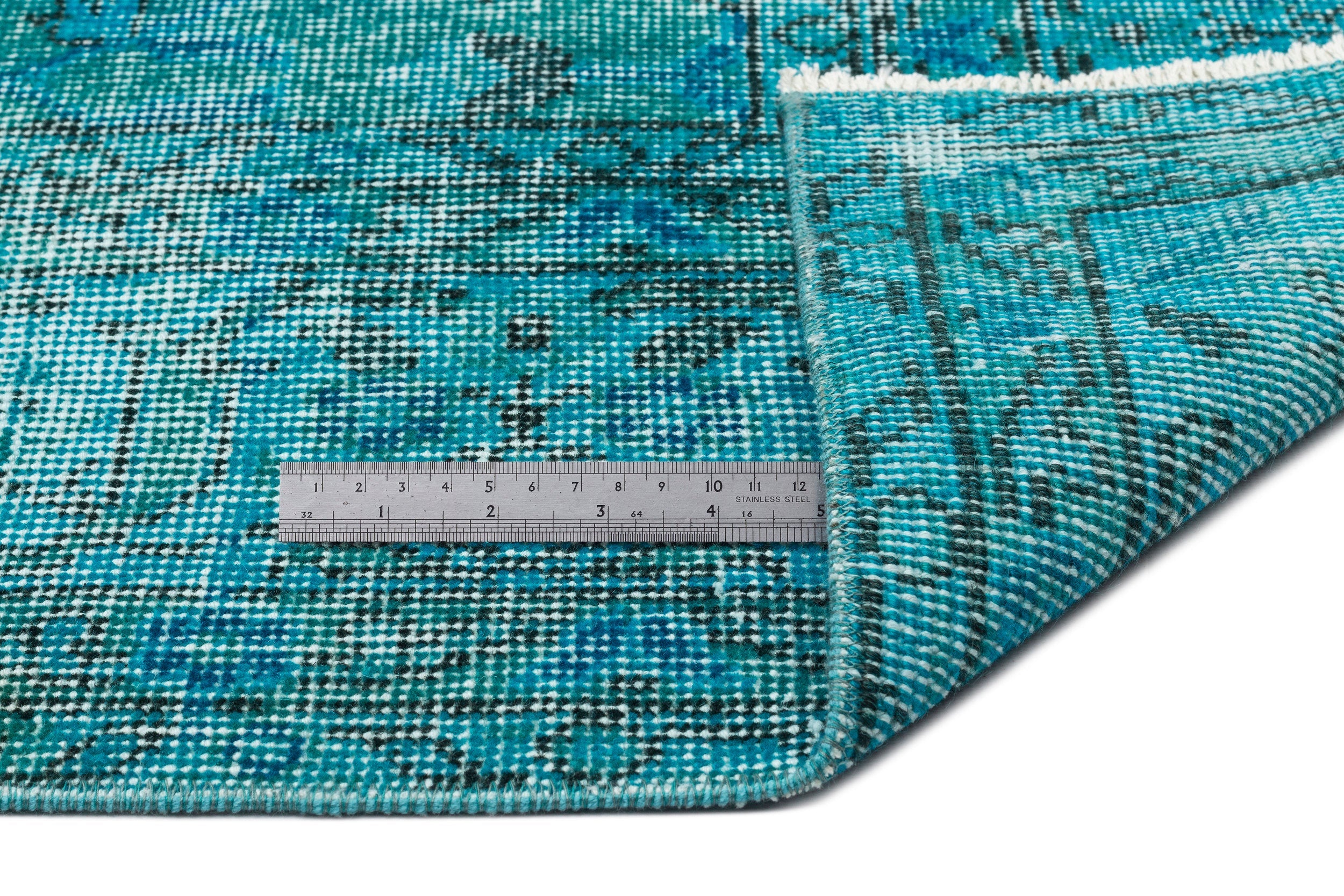 Atina Turquoise Vintage Wool Handmade Area Rug 5'3" x 8'10"