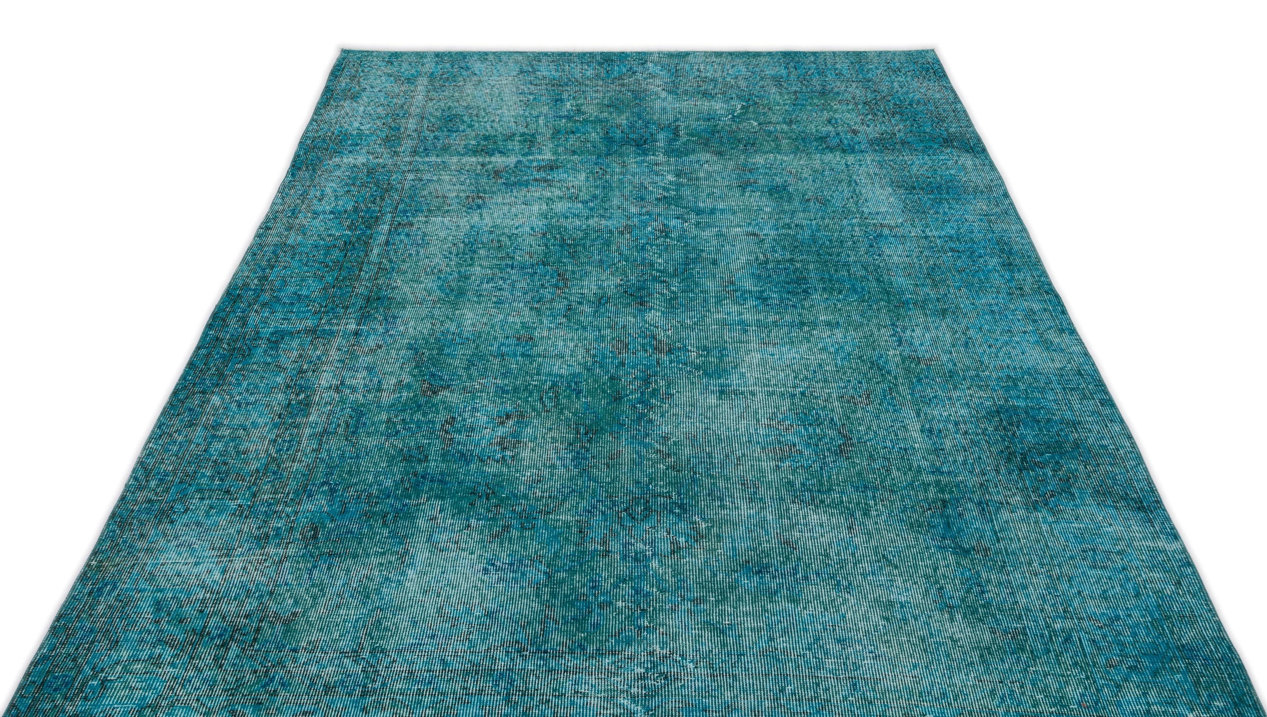 Atina Turquoise Vintage Wool Handmade Area Rug 5'3" x 8'10"