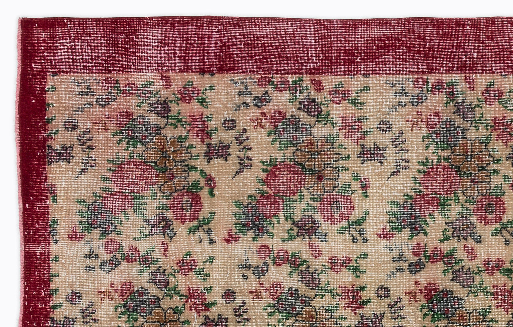 Atina Cream Vintage Wool Handmade Area Rug 5'3" x 8'5"