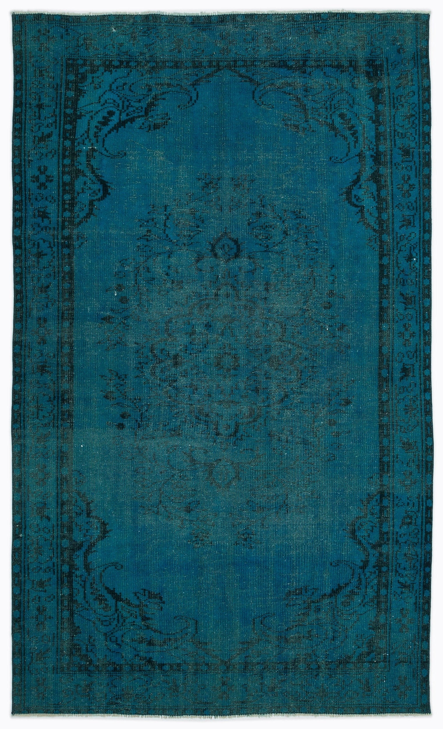 Atina Turquoise Vintage Wool Handmade Area Rug 5'2" x 8'6"