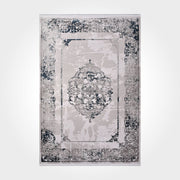 Bamboo Viscose Area Rug – Machine Made Rug with Blue Frame, 11 mm Pile Height