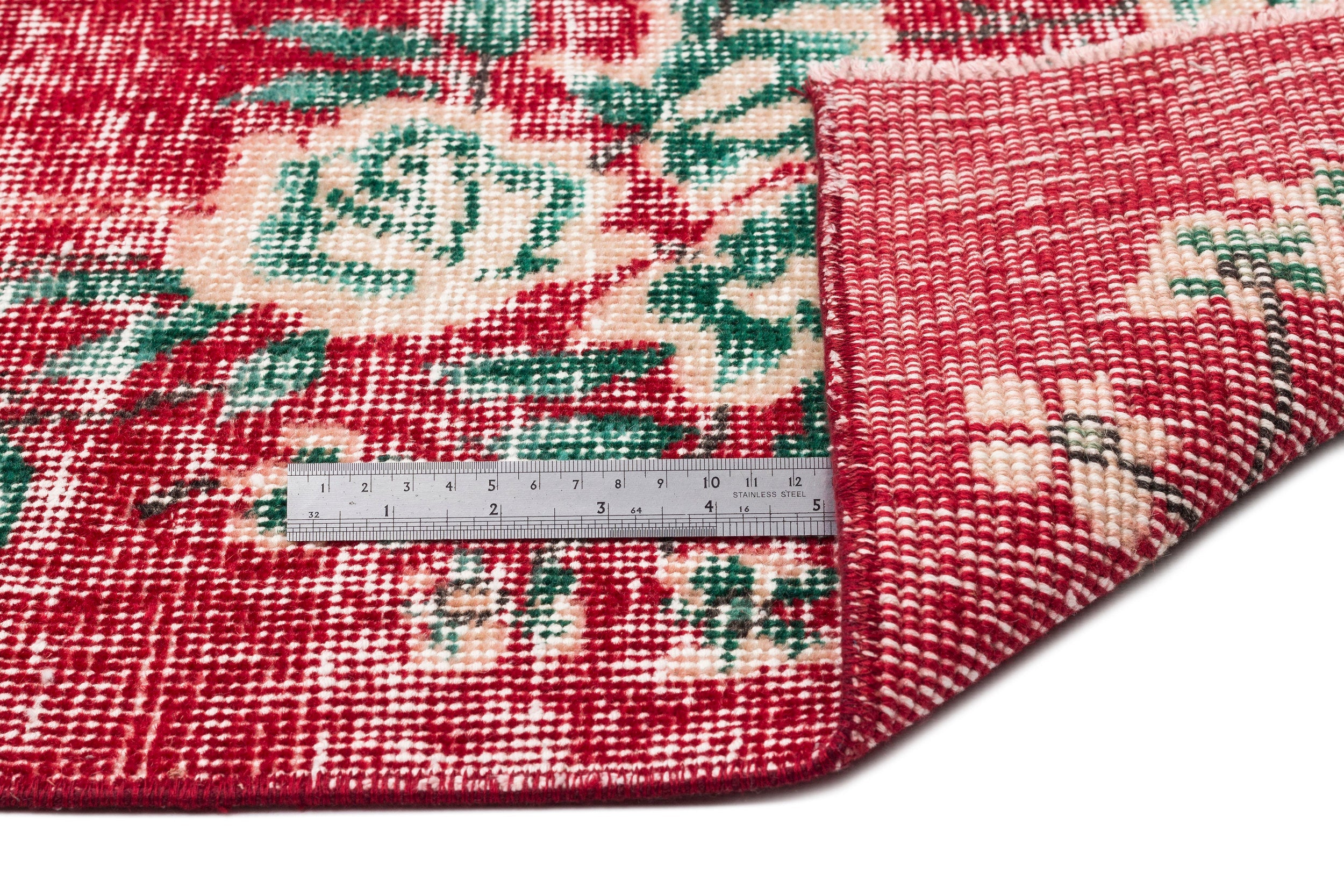 Atina Red Vintage Wool Handmade Area Rug 5'7" x 9'3"