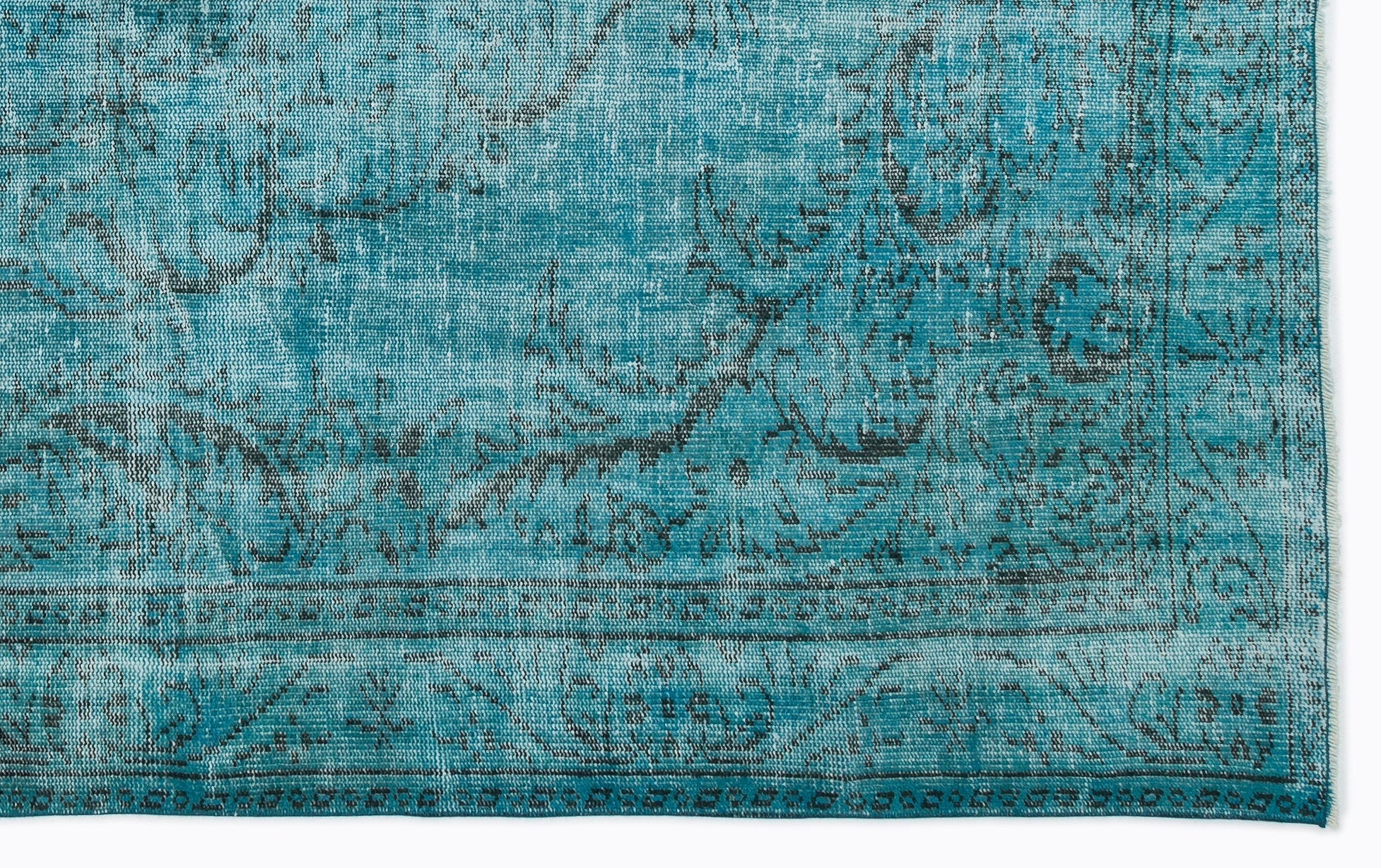 Atina Turquoise Vintage Wool Handmade Area Rug 5'10" x 9'6"