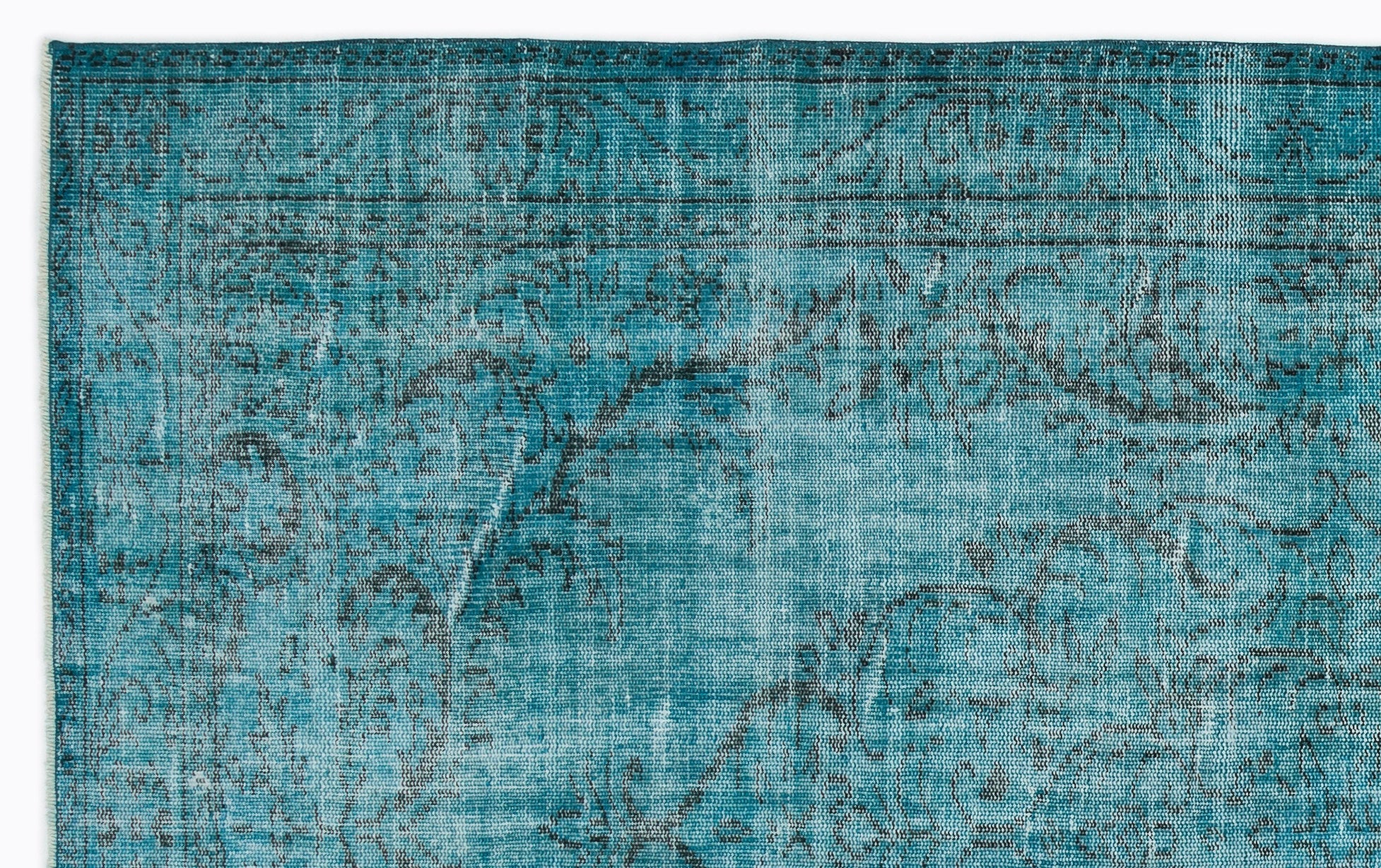 Atina Turquoise Vintage Wool Handmade Area Rug 5'10" x 9'6"