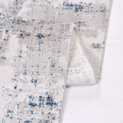 Bamboo Viscose Area Rug – Modern Grey Blue Machine Made Rug with Overlocked Edge