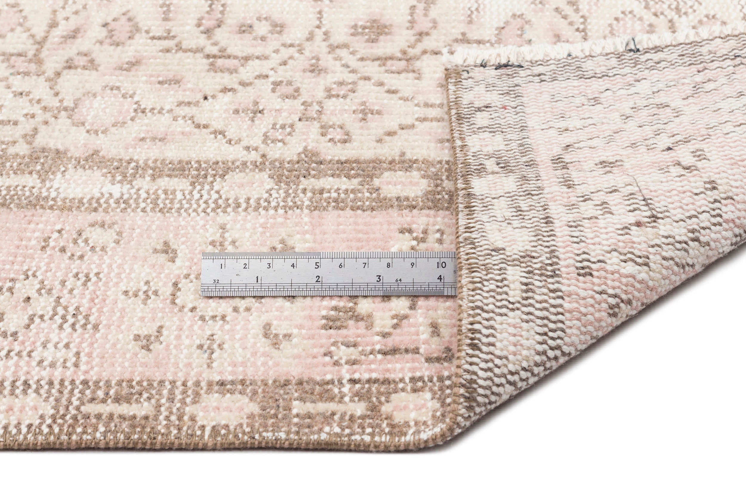Atina Beige Vintage Wool Handmade Area Rug 5'3" x 8'8"