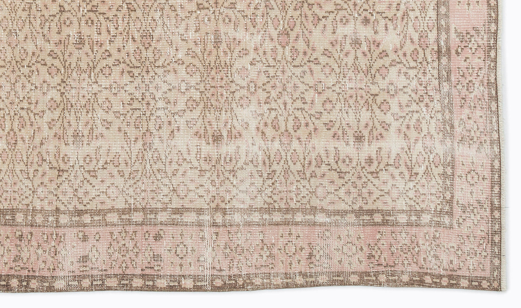 Atina Beige Vintage Wool Handmade Area Rug 5'3" x 8'8"