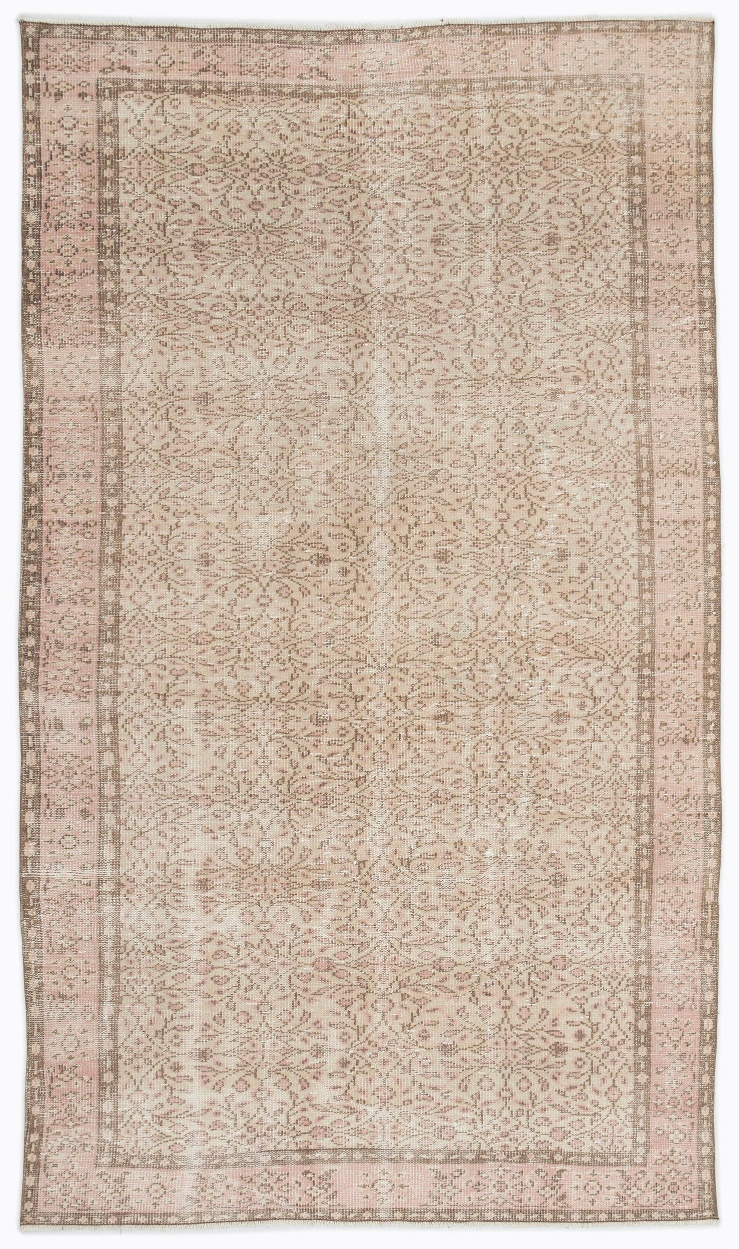 Atina Beige Vintage Wool Handmade Area Rug 5'3" x 8'8"