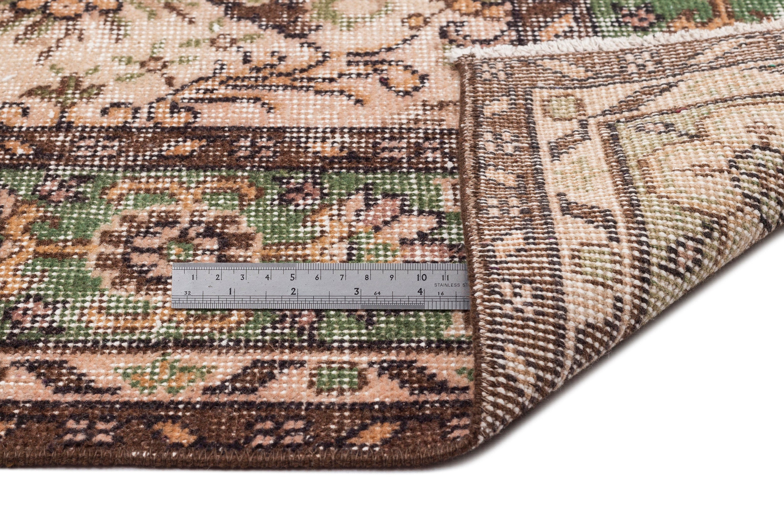 Atina Beige Vintage Wool Handmade Area Rug 5'10" x 9'3"