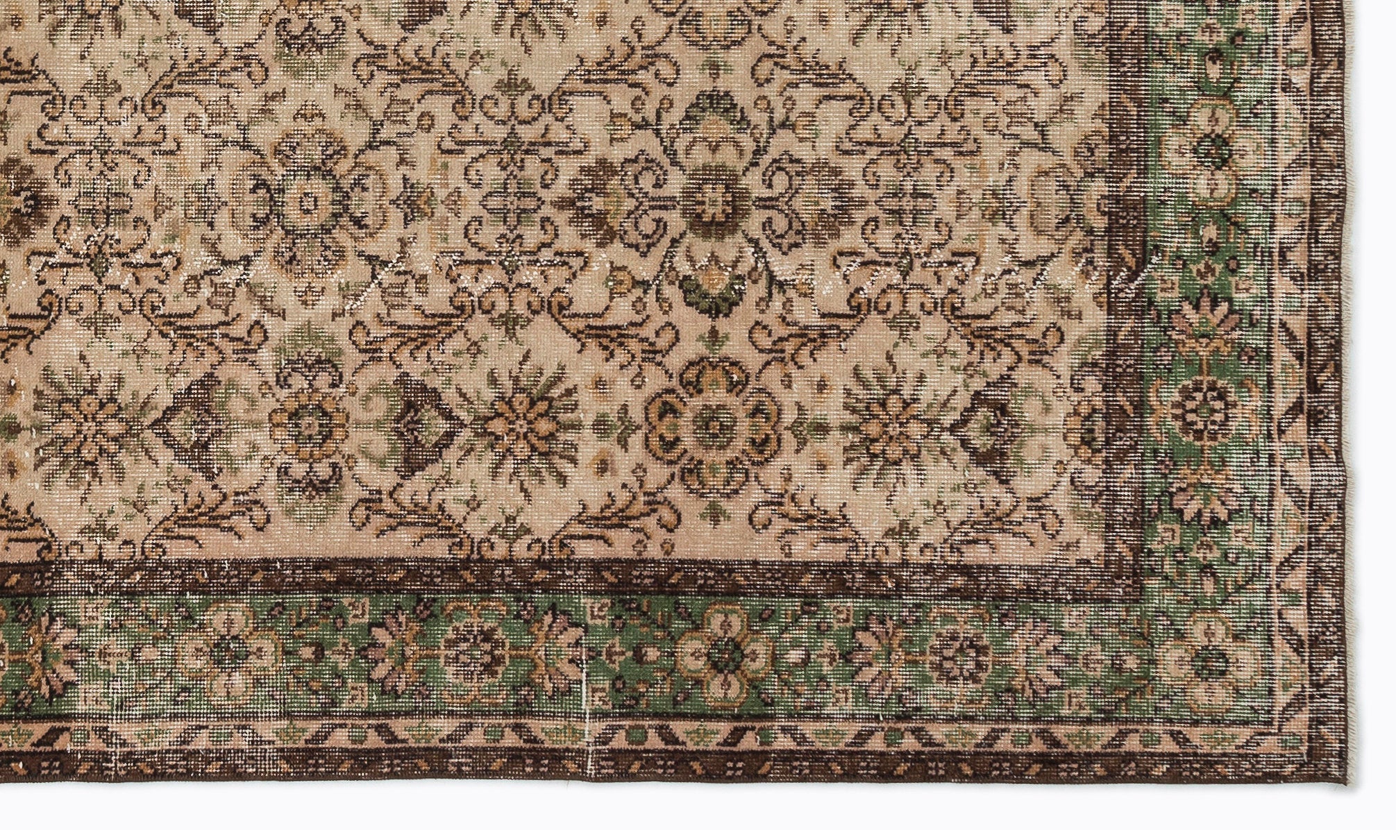 Atina Beige Vintage Wool Handmade Area Rug 5'10" x 9'3"