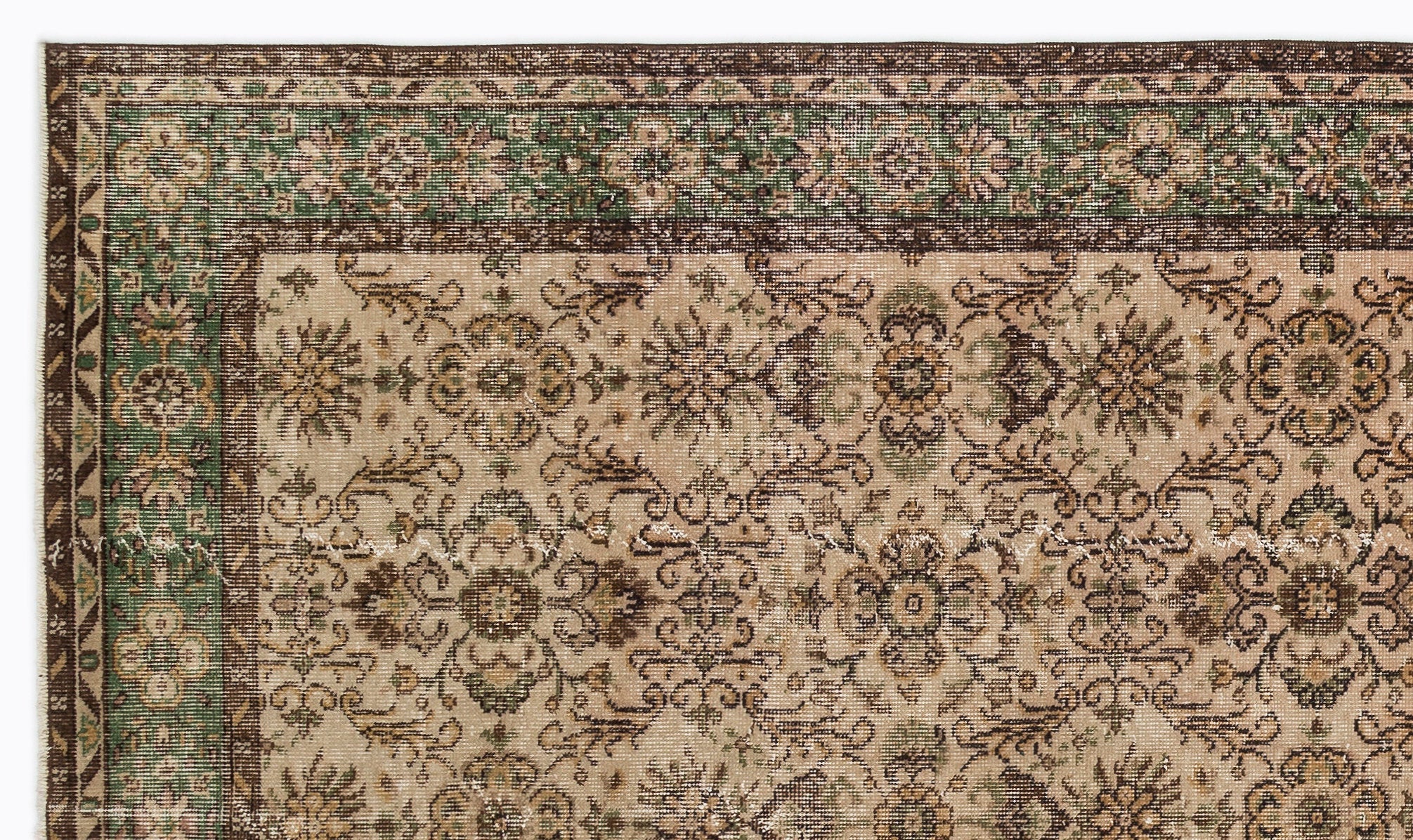 Atina Beige Vintage Wool Handmade Area Rug 5'10" x 9'3"