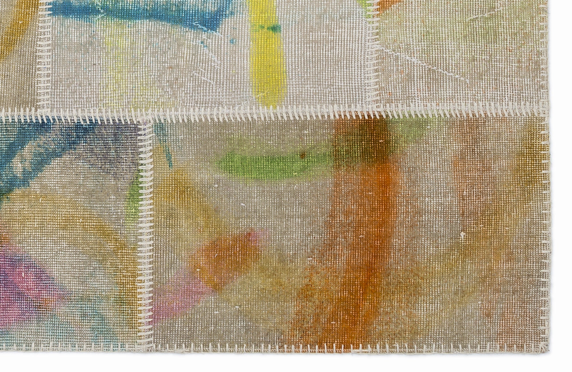Iskece Cream Vintage Wool Handmade Area Rug 3'11" x 5'11"