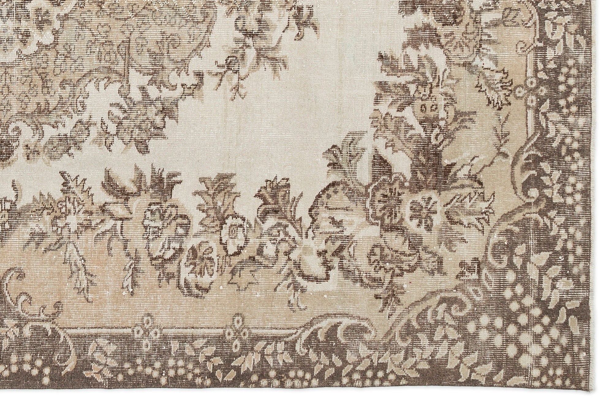 Atina Beige Vintage Wool Handmade Area Rug 6'5" x 9'8"