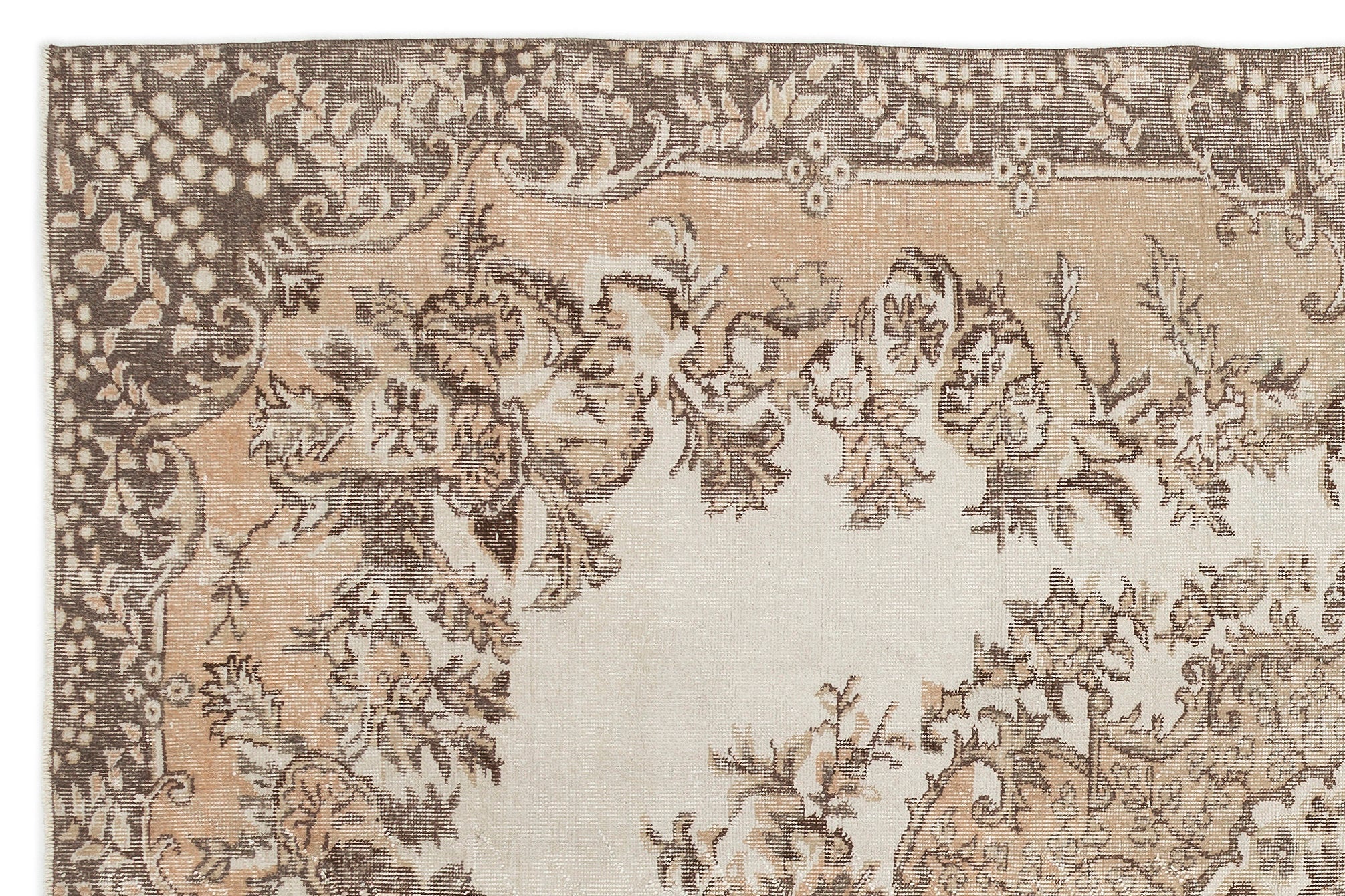 Atina Beige Vintage Wool Handmade Area Rug 6'5" x 9'8"