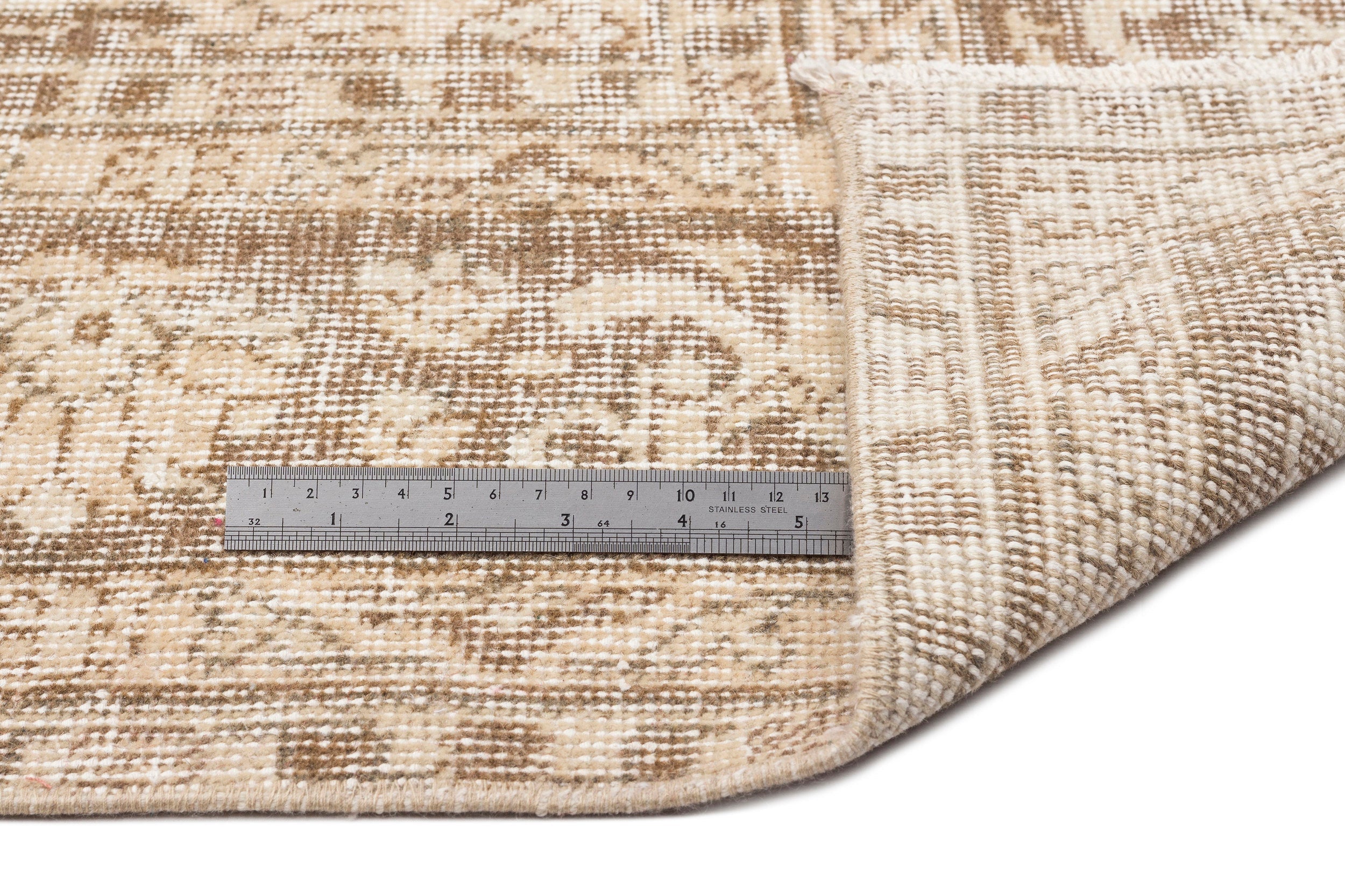 Atina Beige Vintage Wool Handmade Area Rug 7'2" x 9'11"