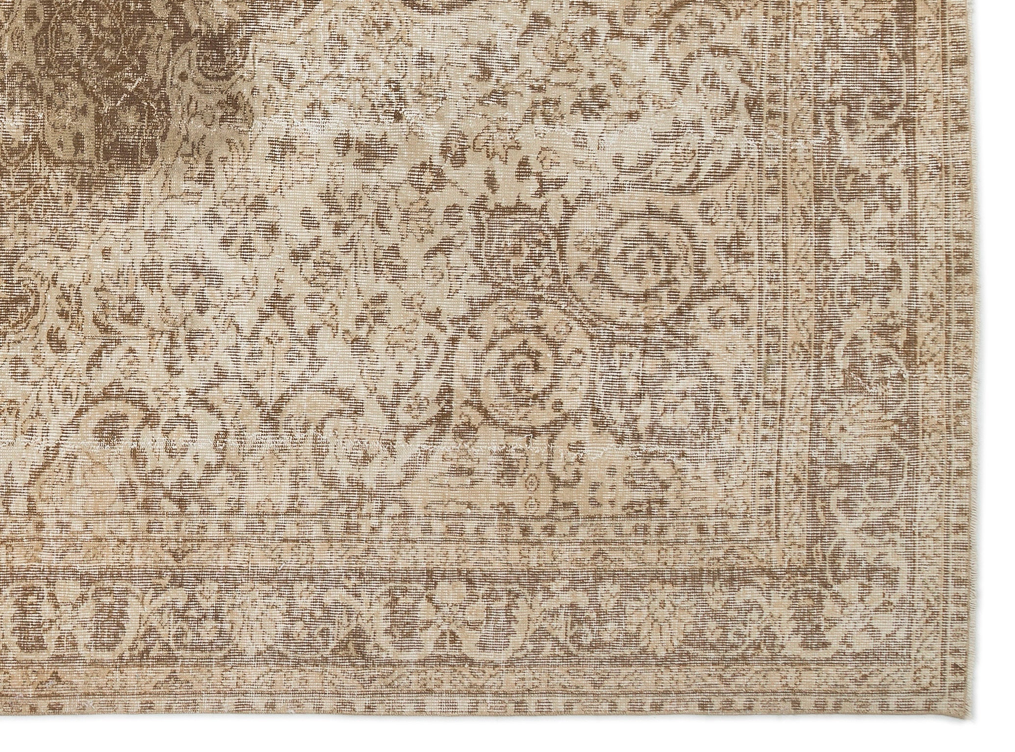 Atina Beige Vintage Wool Handmade Area Rug 7'2" x 9'11"