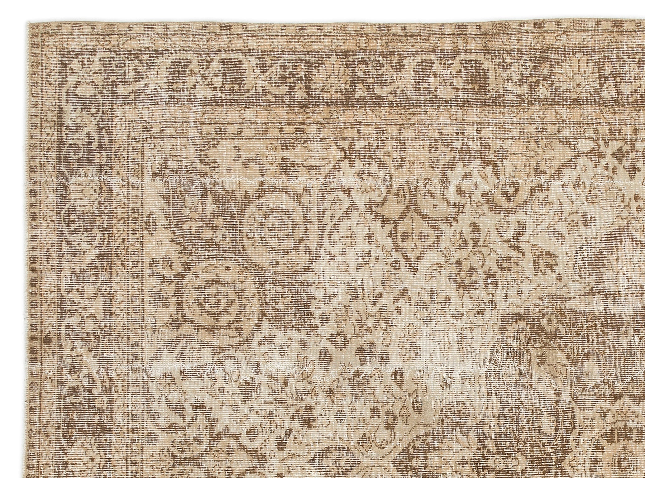 Atina Beige Vintage Wool Handmade Area Rug 7'2" x 9'11"