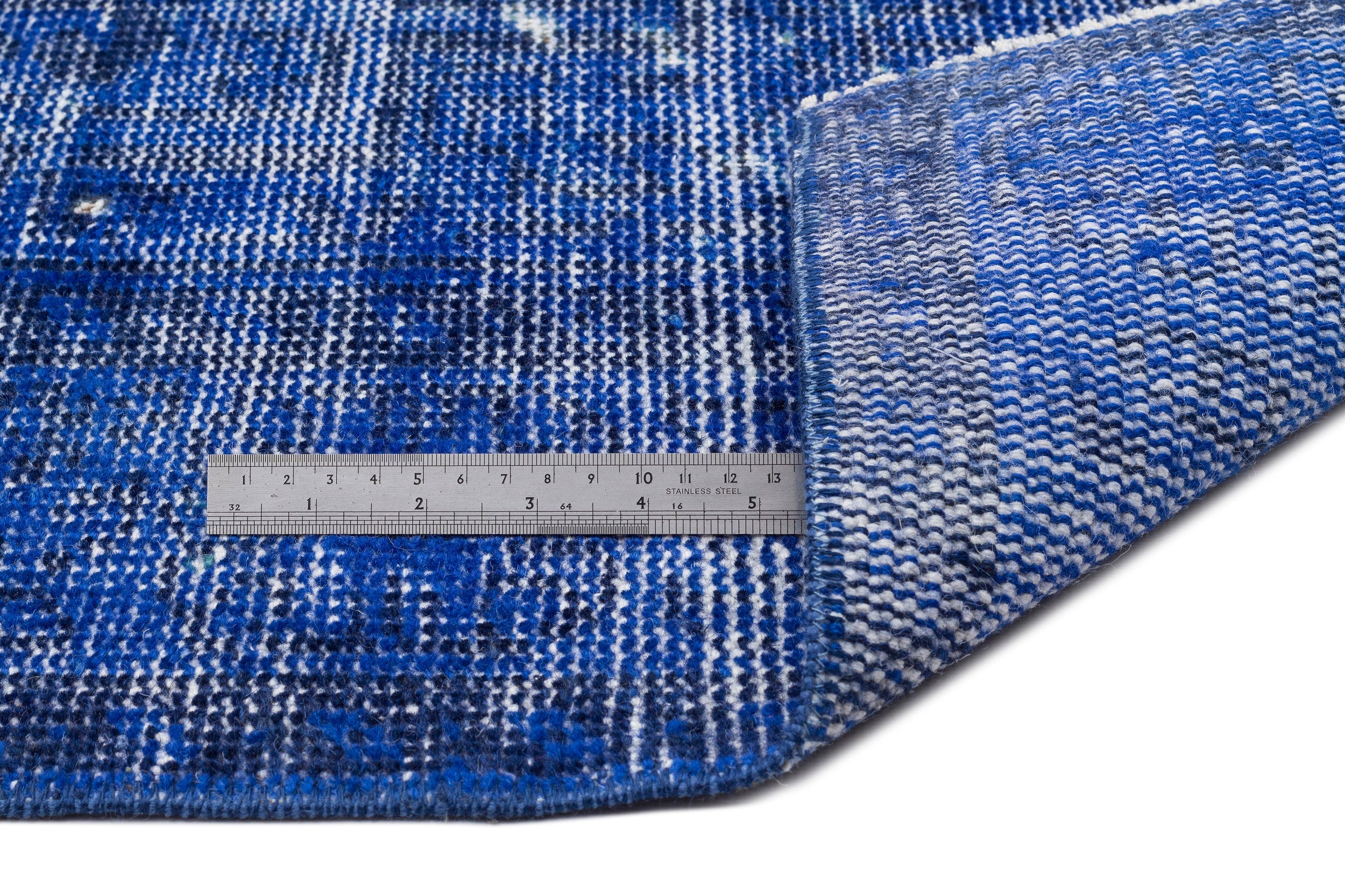 Atina Blue Vintage Wool Handmade Area Rug 5'2" x 9'7"