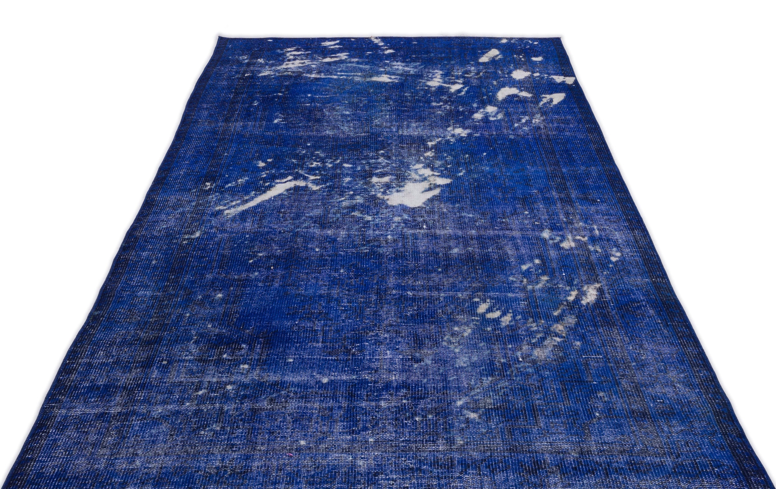 Atina Blue Vintage Wool Handmade Area Rug 5'2" x 9'7"