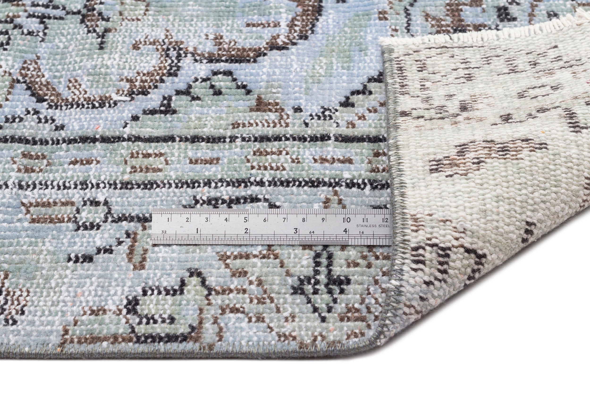 Atina Blue Vintage Wool Handmade Area Rug 5'5" x 8'11"