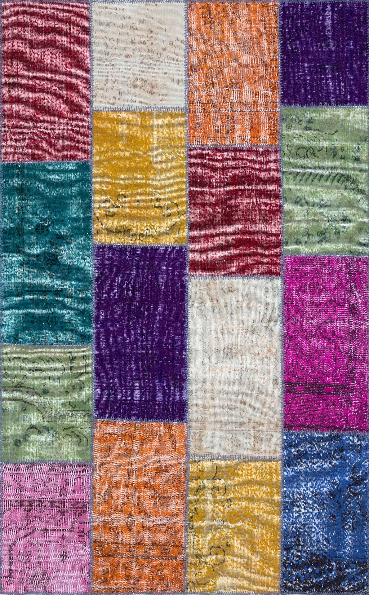 Handmade Wool Rug – Colorful Patchwork Area Rug With Soft Texture & Anti Slip Backing