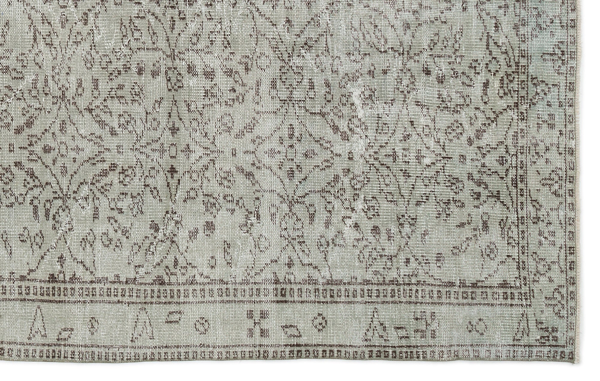 Atina Green Vintage Wool Handmade Area Rug 6'2" x 9'3"