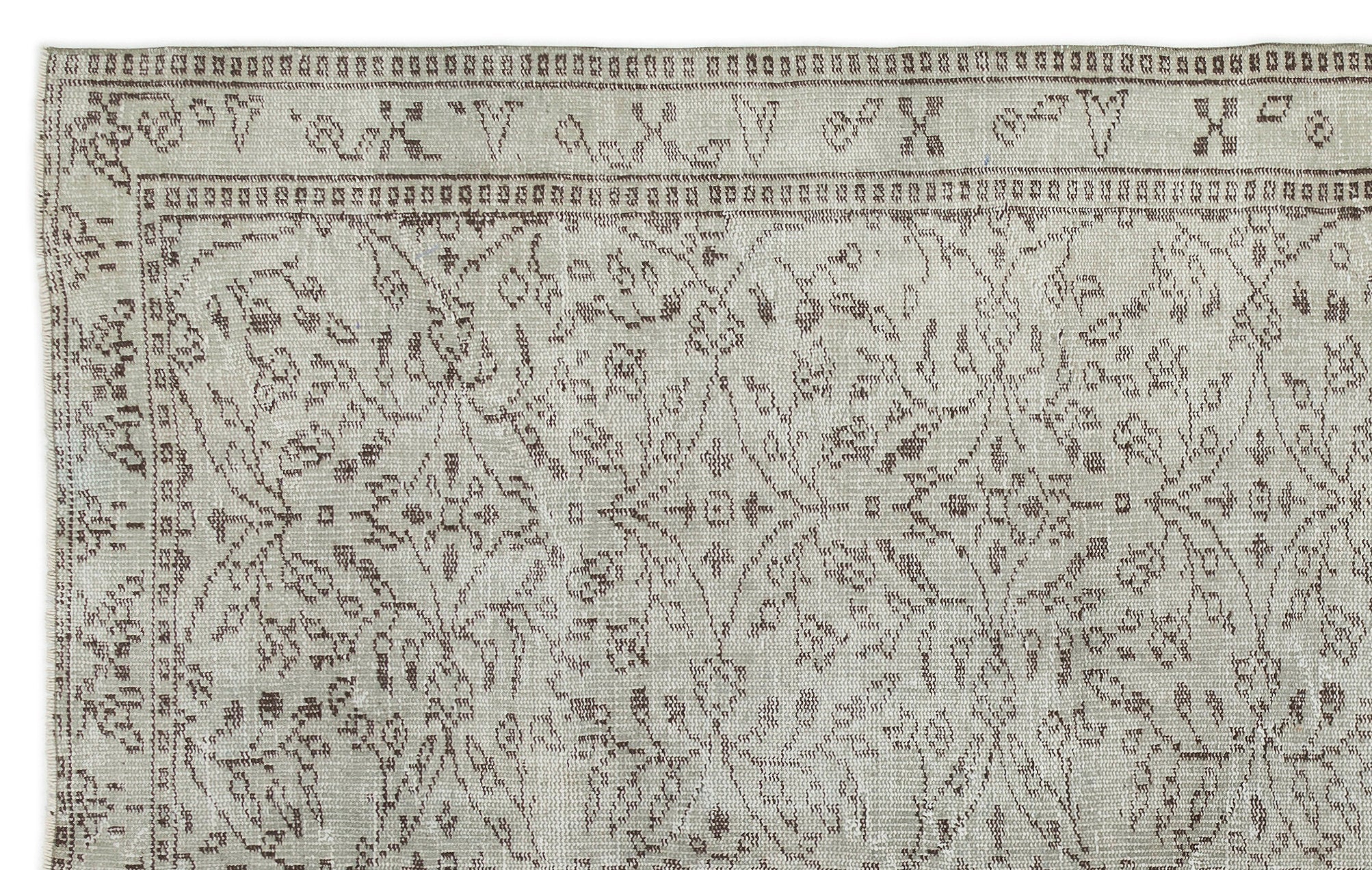 Atina Green Vintage Wool Handmade Area Rug 6'2" x 9'3"