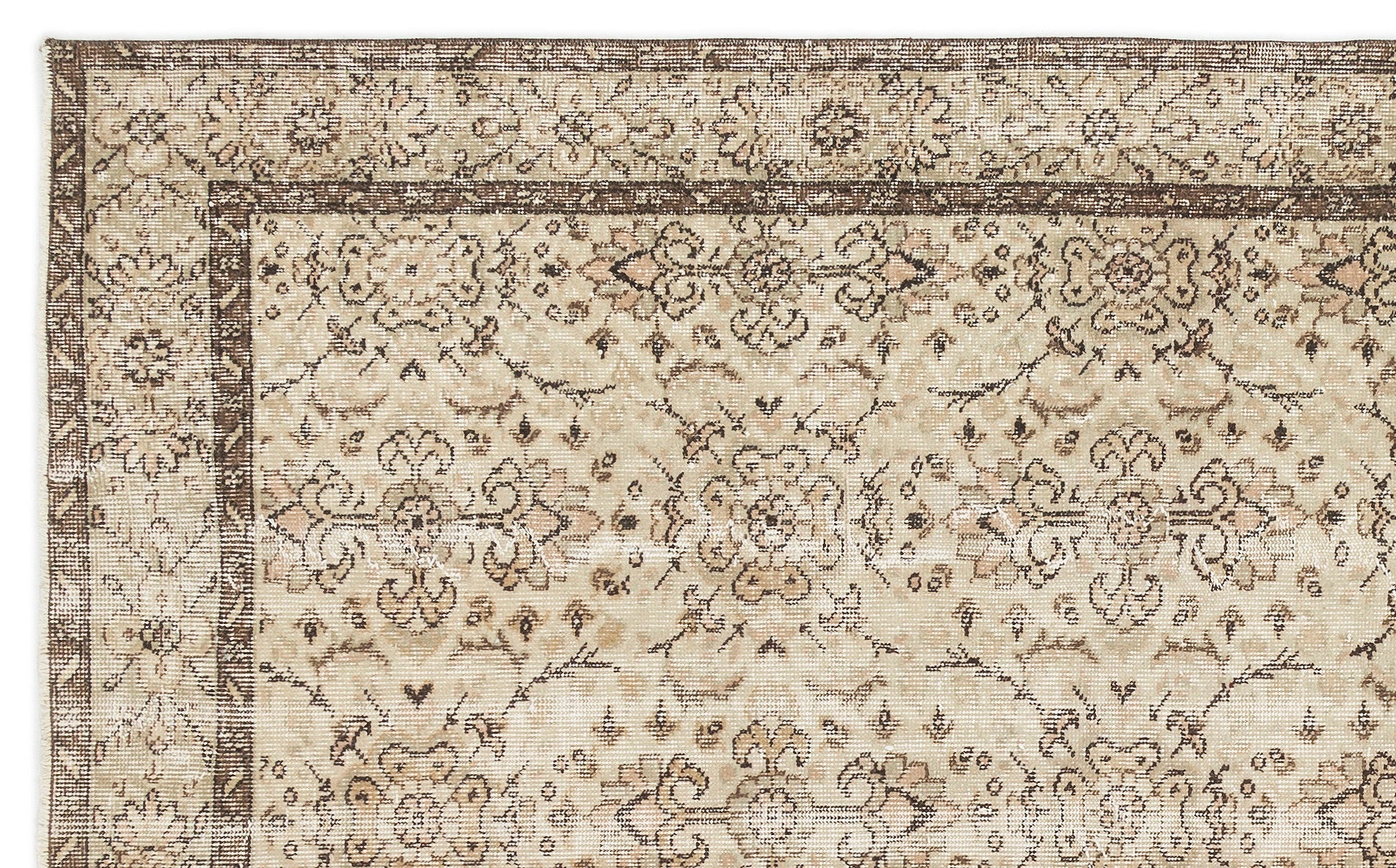 Atina Beige Vintage Wool Handmade Area Rug 5'9" x 9'1"