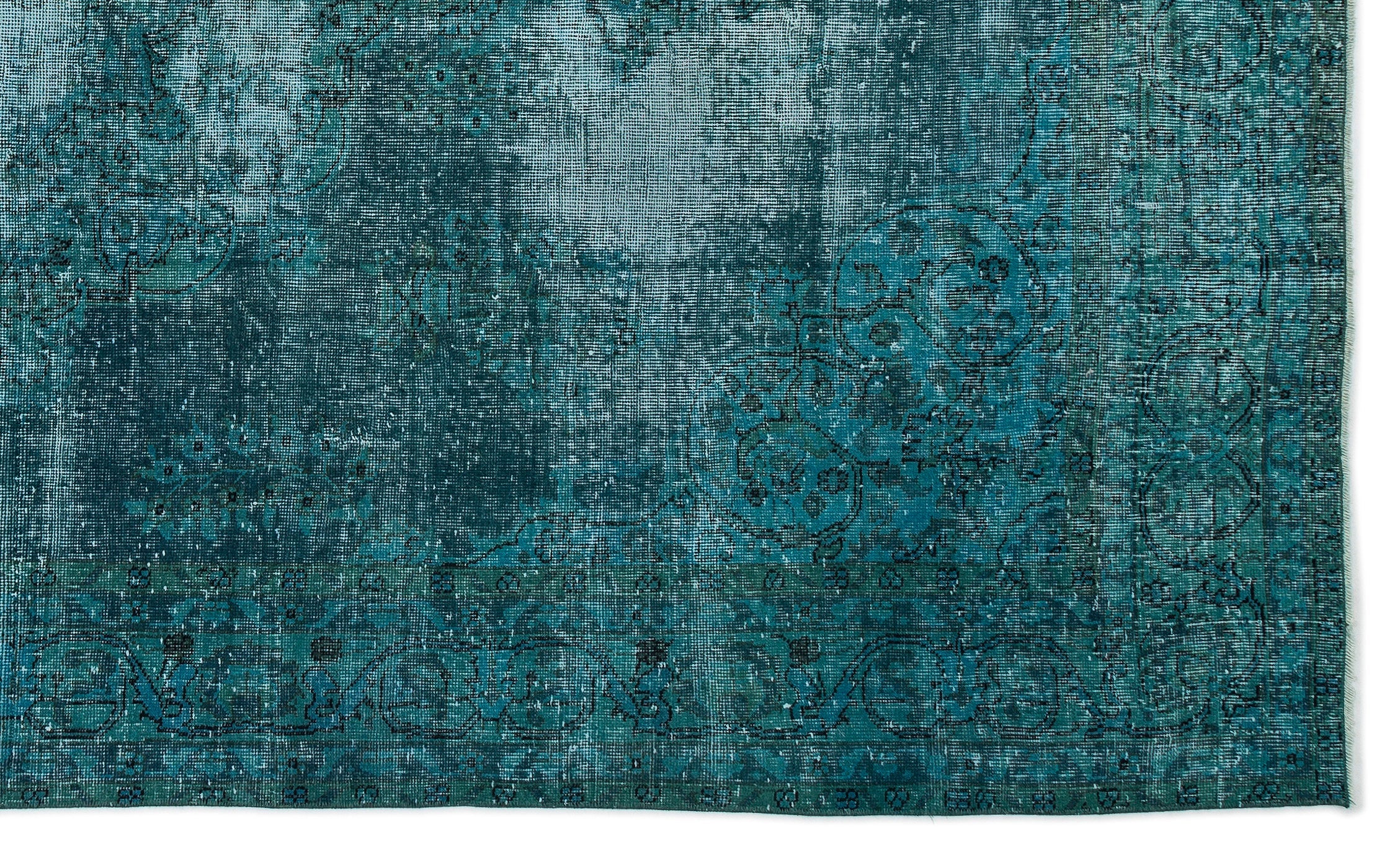 Atina Turquoise Vintage Wool Handmade Area Rug 6'6" x 10'11"