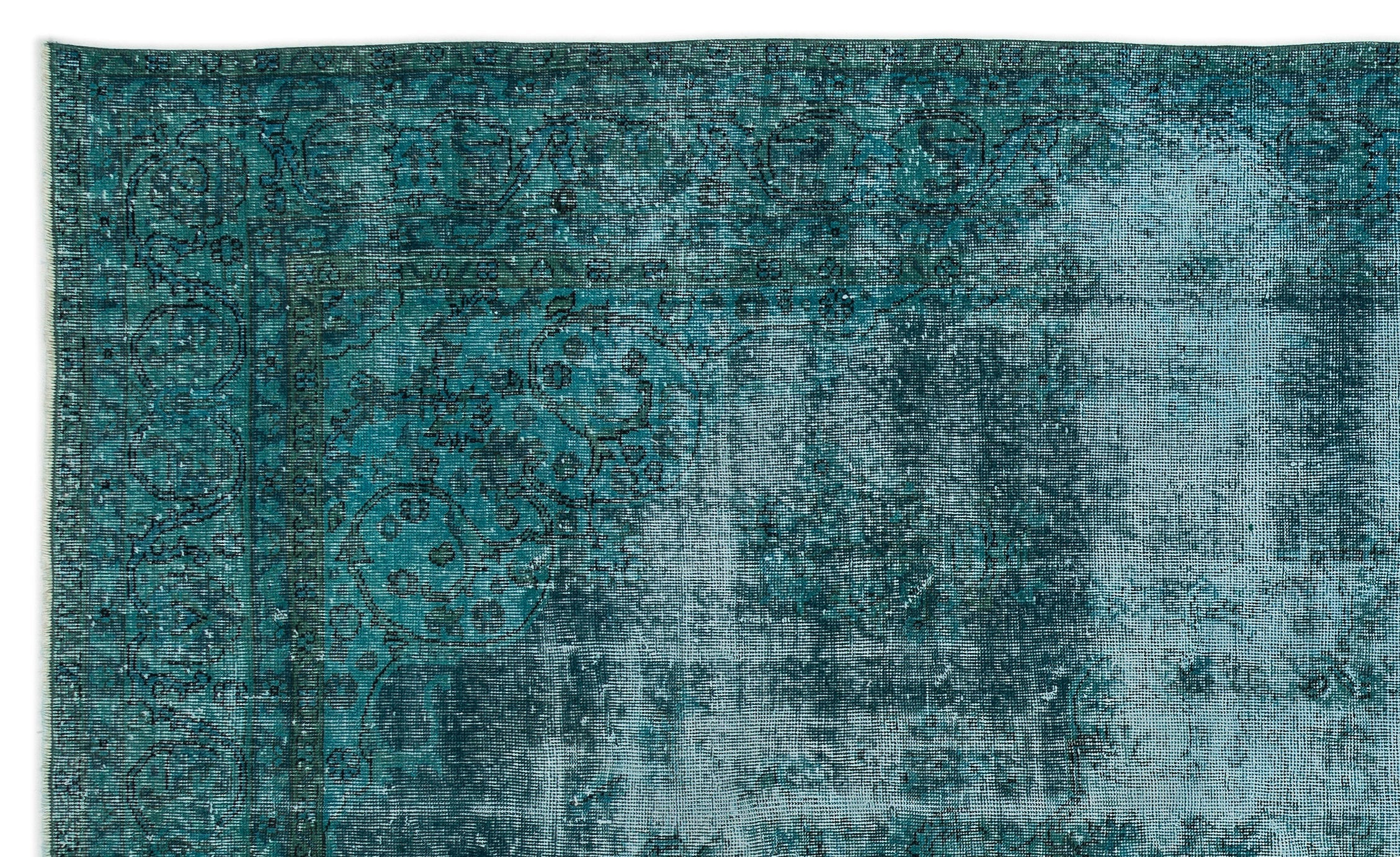 Atina Turquoise Vintage Wool Handmade Area Rug 6'6" x 10'11"