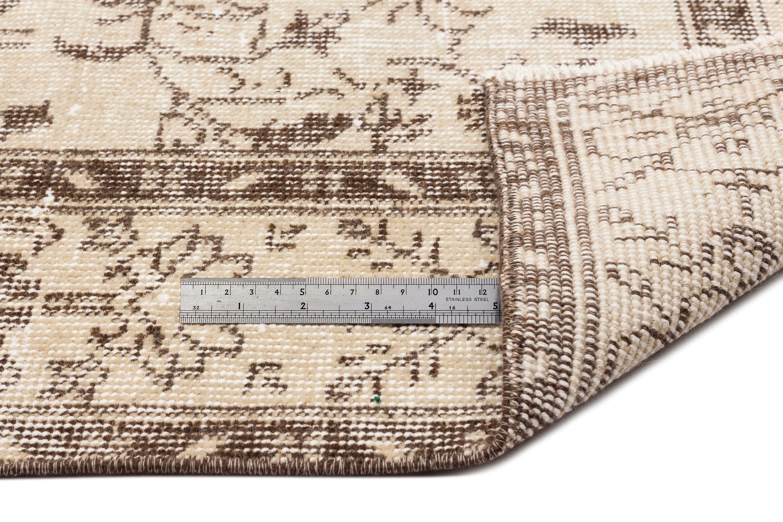 Atina 14754 Beige Vintage Wool Handmade Area Rug 6'1" x 9'11"