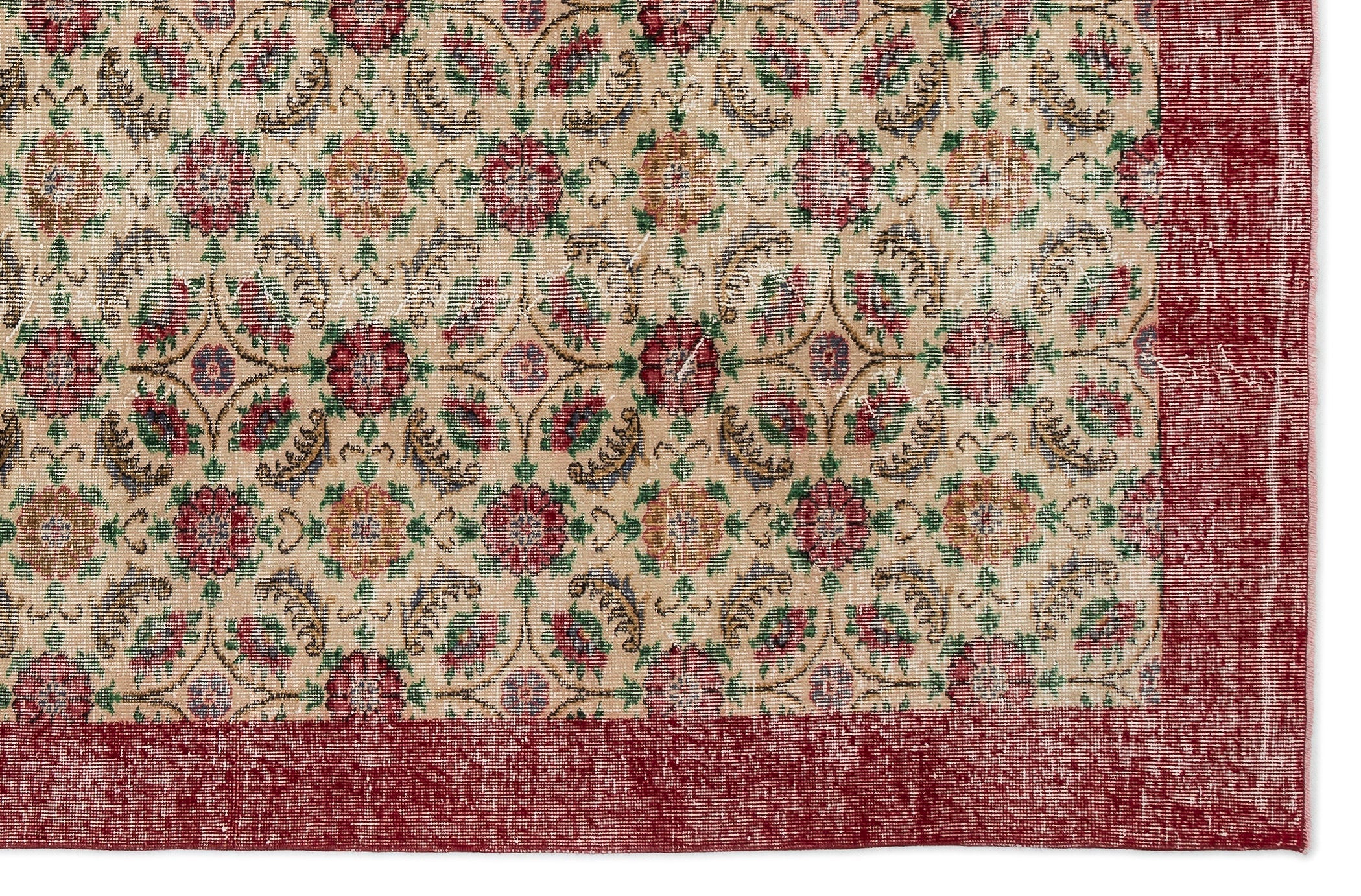 Atina Cream Vintage Wool Handmade Area Rug 6'9" x 10'1"