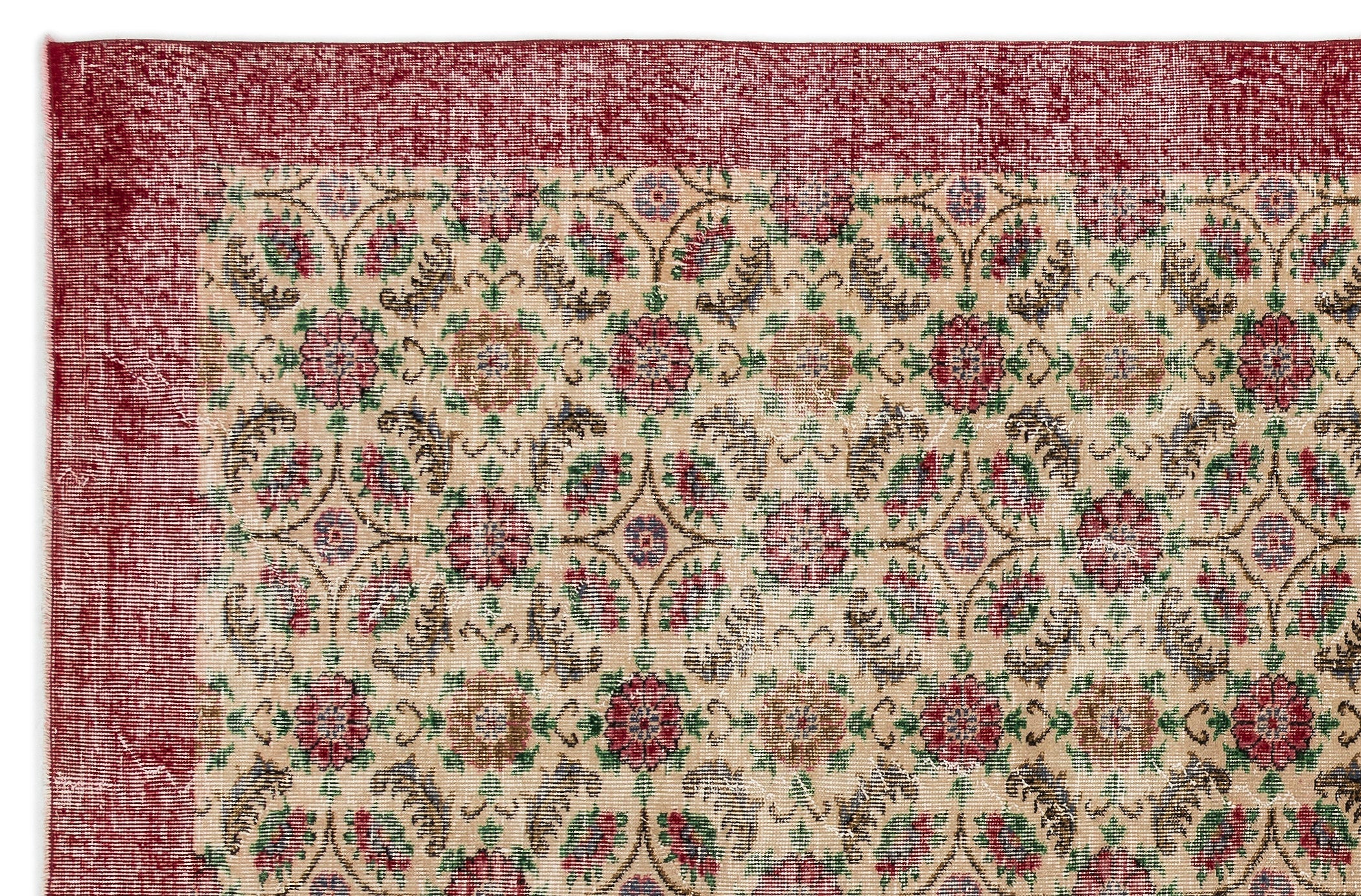 Atina Cream Vintage Wool Handmade Area Rug 6'9" x 10'1"