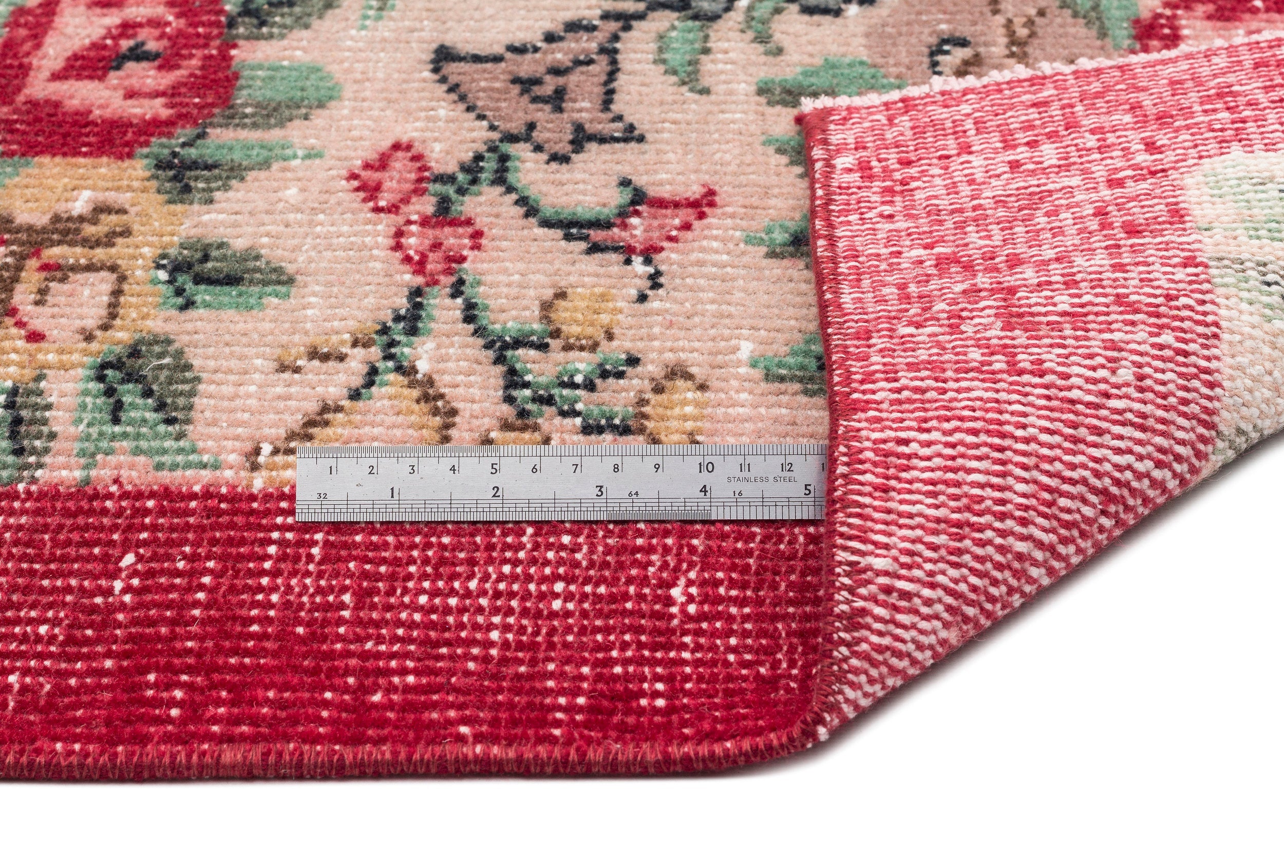 Atina Cream Vintage Wool Handmade Area Rug 5'3" x 8'4"
