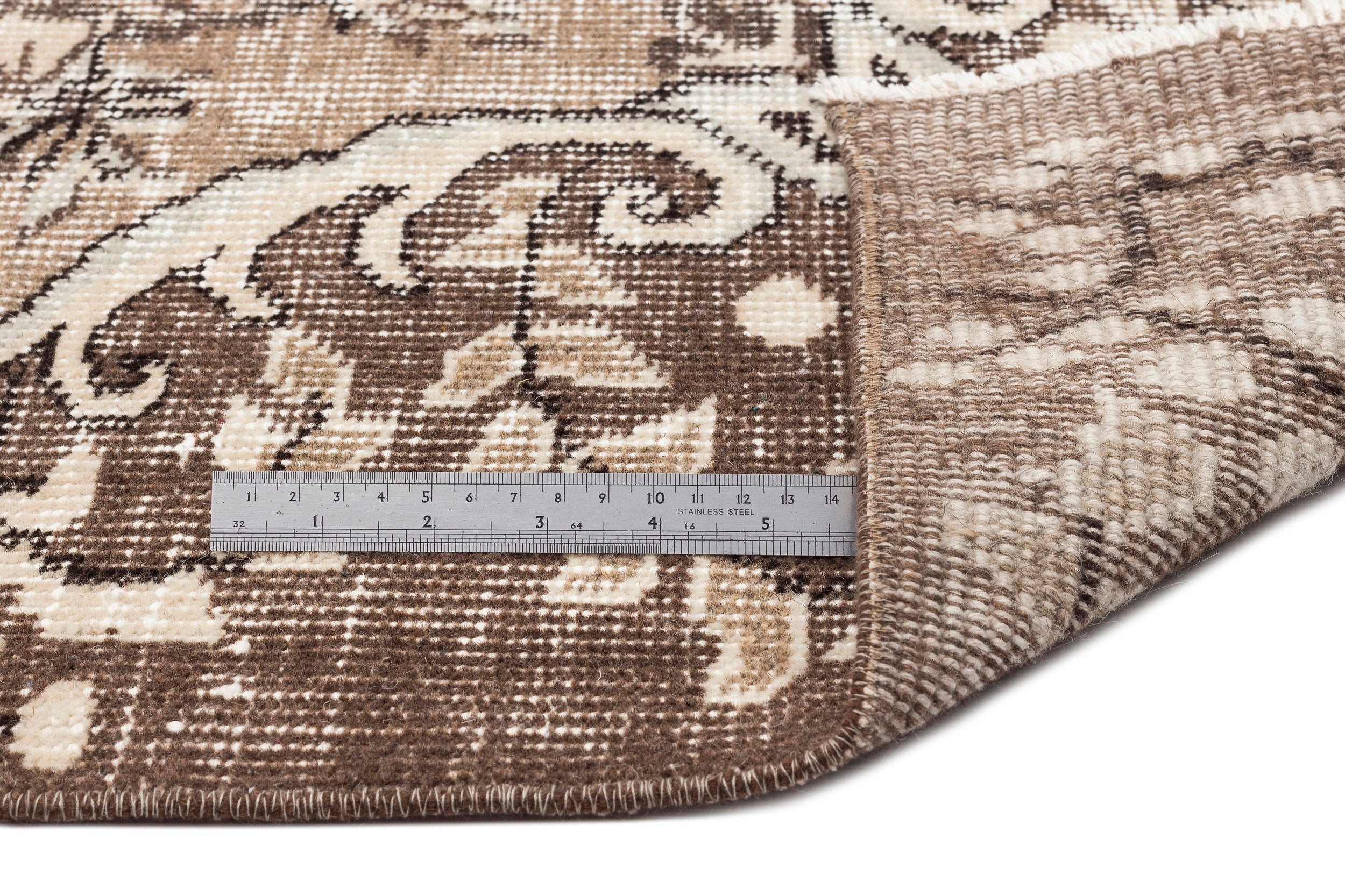 Atina Beige Vintage Wool Handmade Area Rug 6'10" x 10'0"