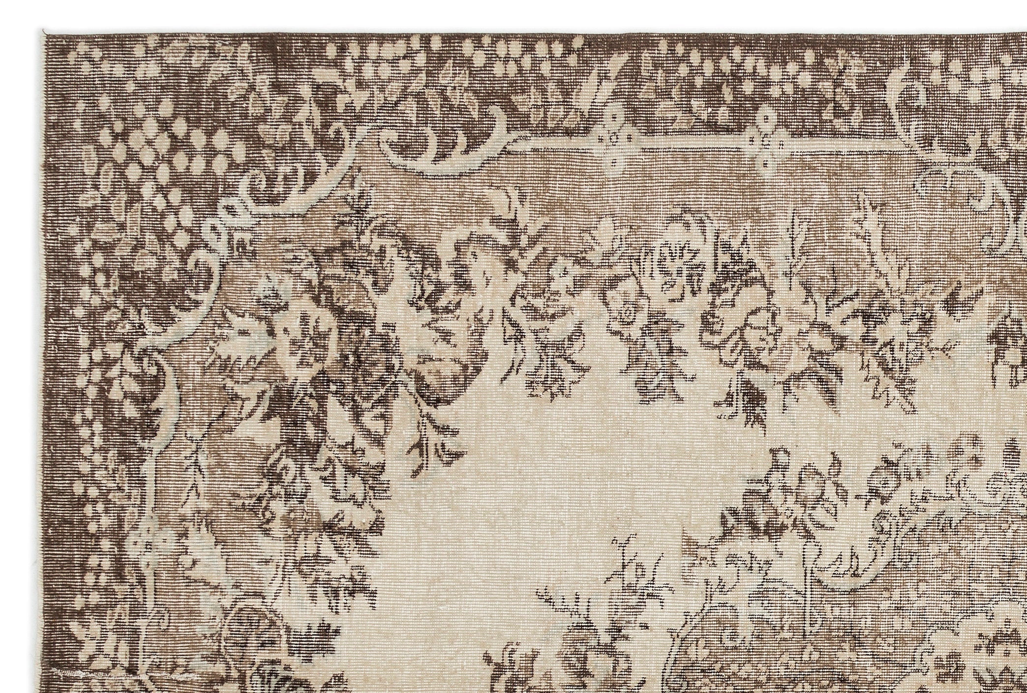 Atina Beige Vintage Wool Handmade Area Rug 6'10" x 10'0"