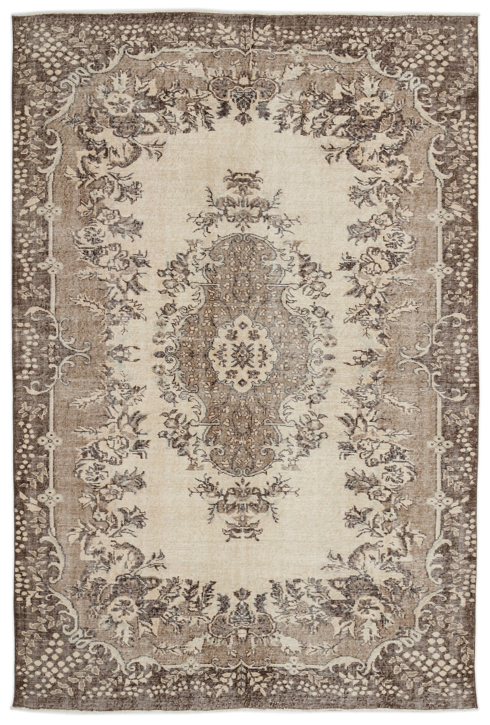 Atina Beige Vintage Wool Handmade Area Rug 6'10" x 10'0"