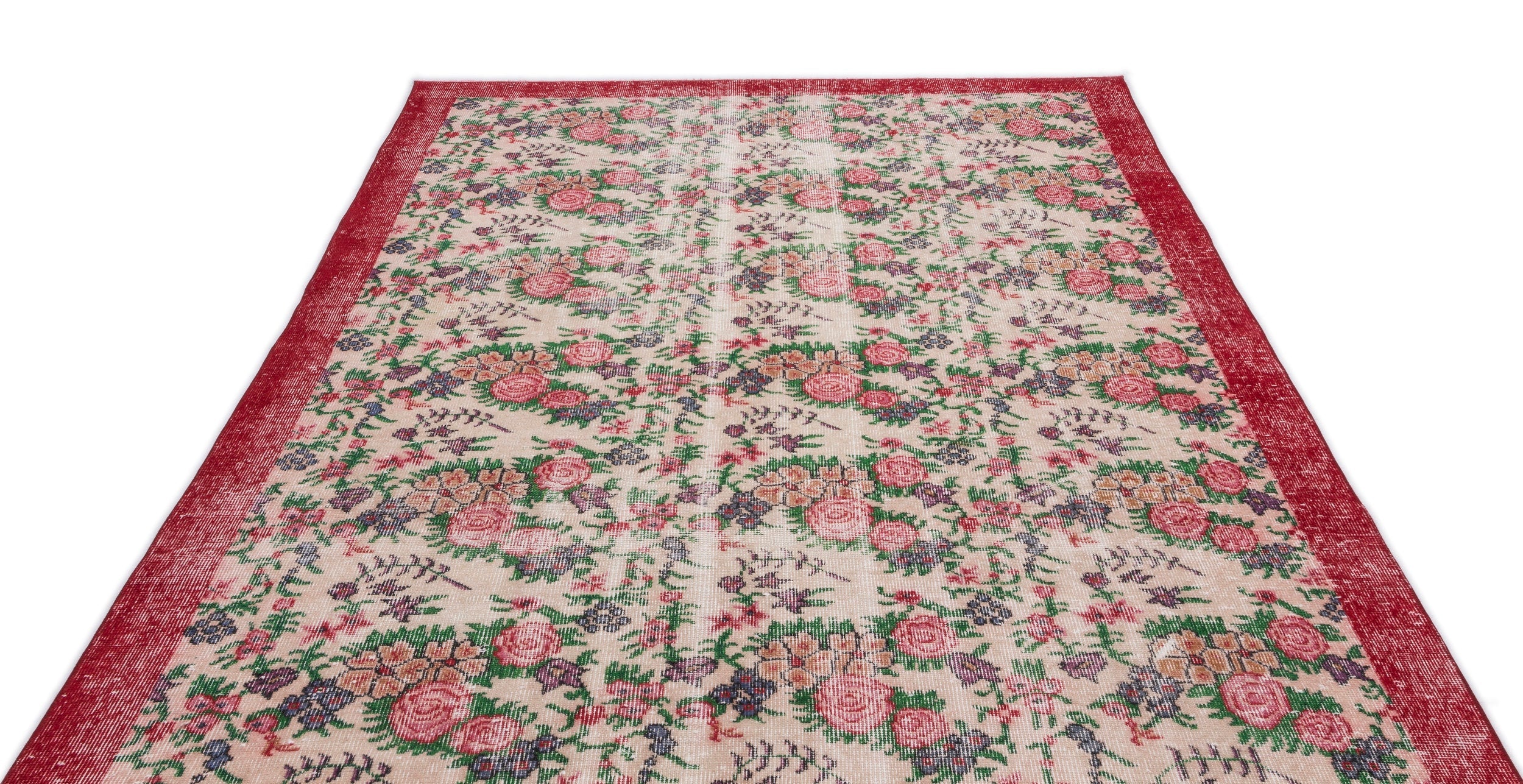 Atina Cream Vintage Wool Handmade Area Rug 6'2" x 9'2"