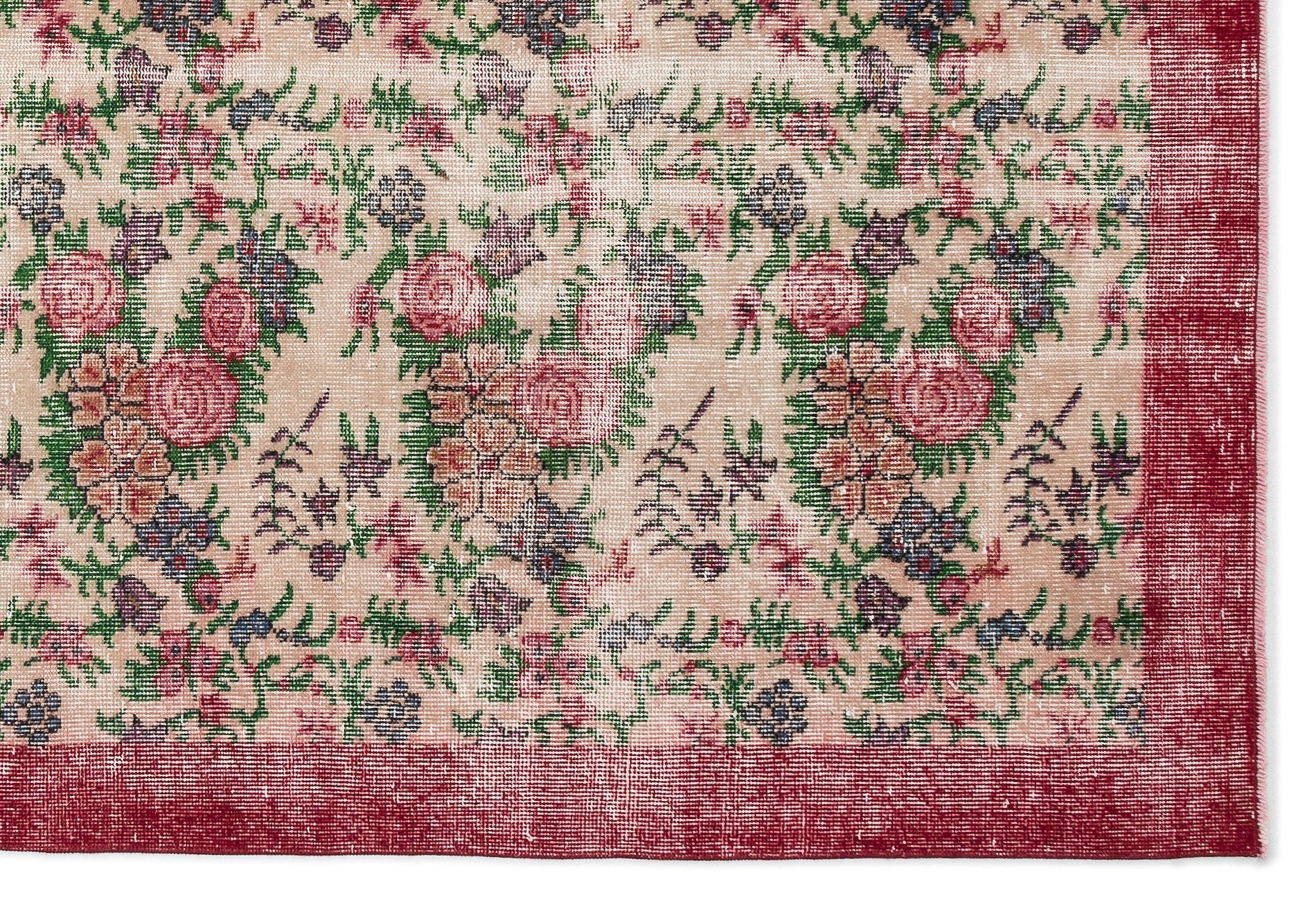 Atina Cream Vintage Wool Handmade Area Rug 6'2" x 9'2"