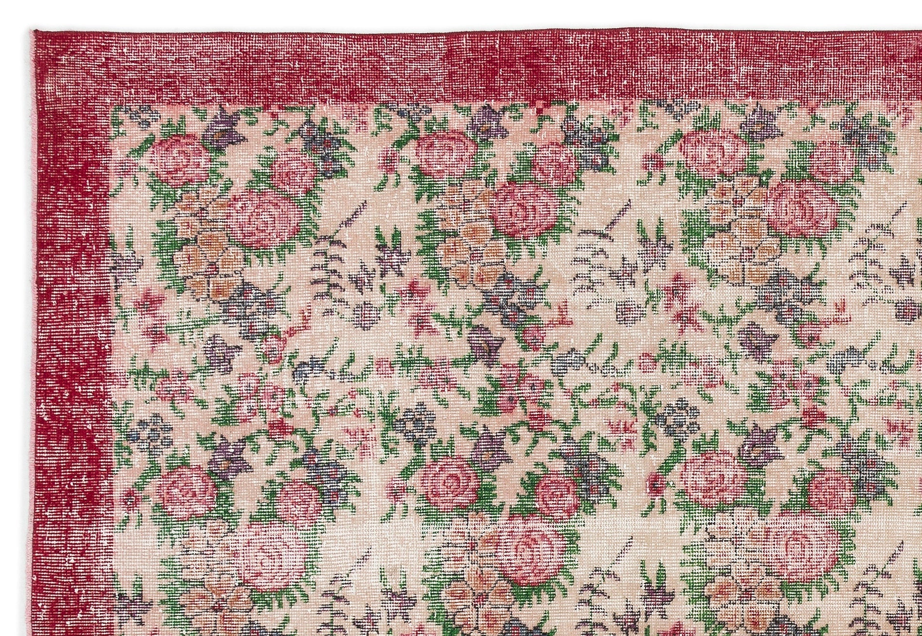 Atina Cream Vintage Wool Handmade Area Rug 6'2" x 9'2"