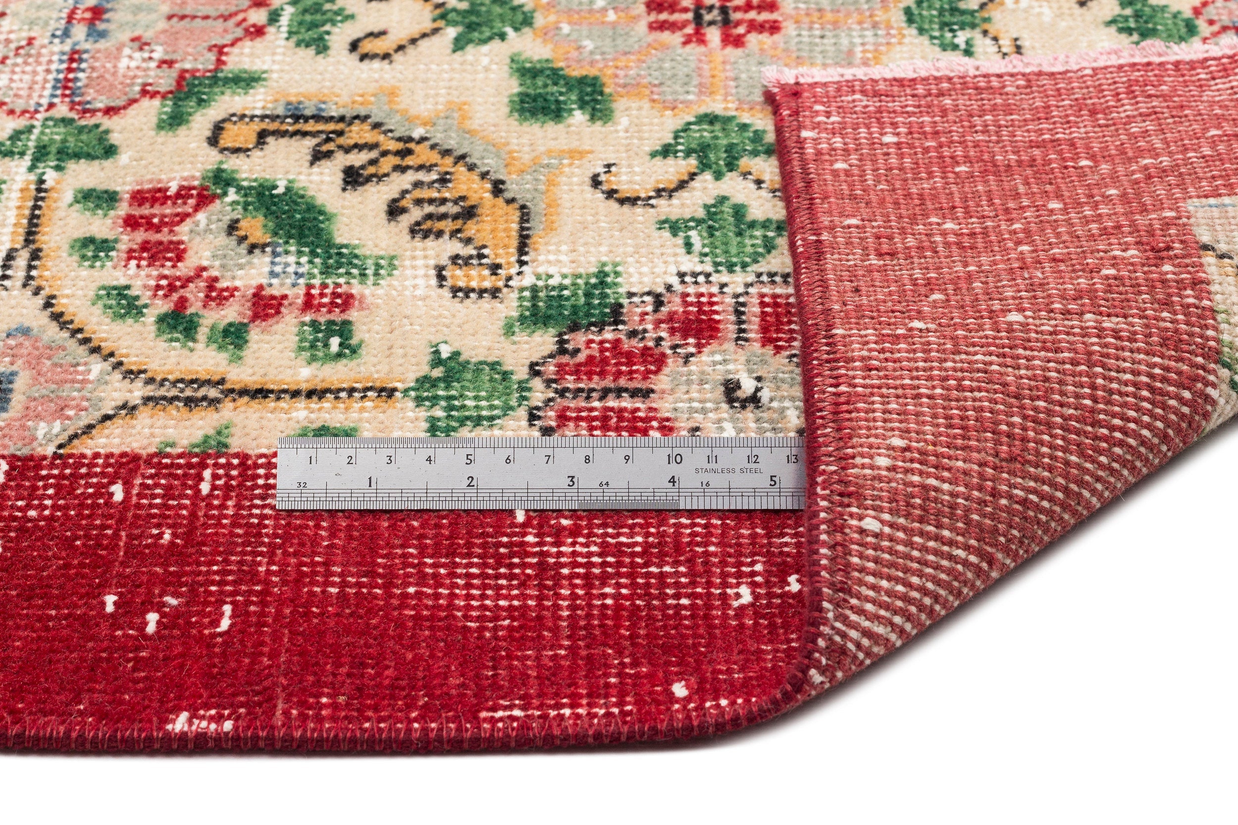 Atina Cream Vintage Wool Handmade Area Rug 6'7" x 10'6"