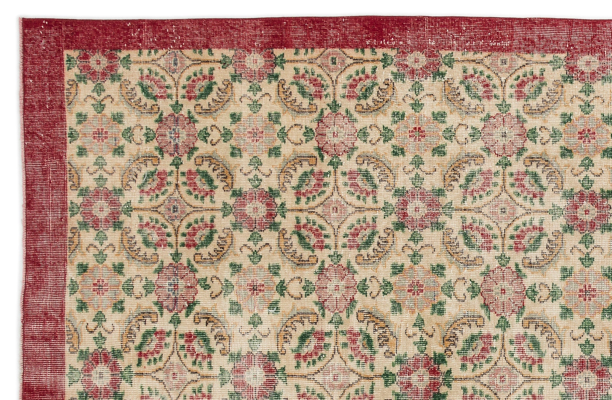 Atina Cream Vintage Wool Handmade Area Rug 6'7" x 10'6"