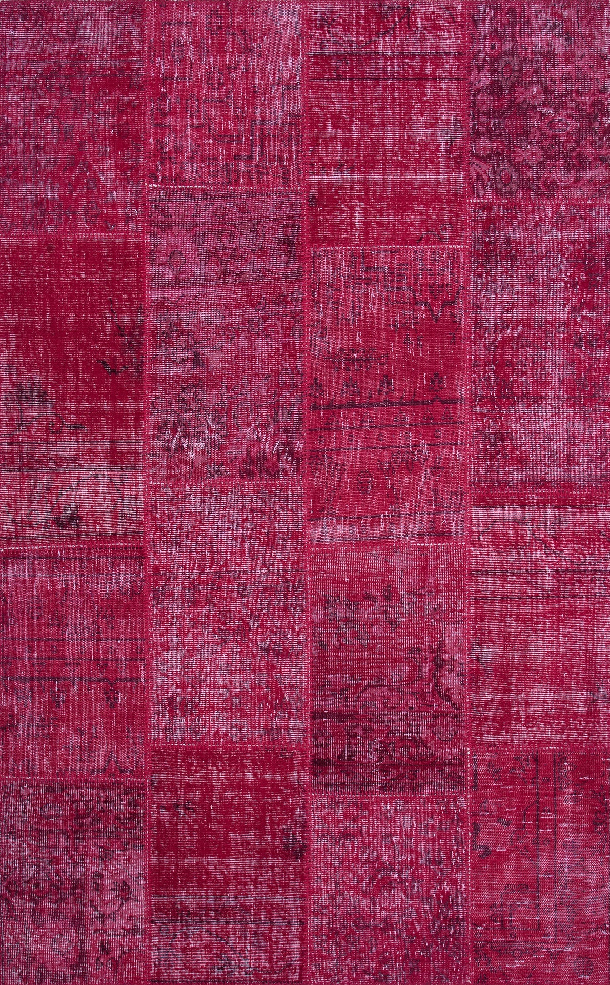 Handmade Wool Area Rug – Red Patchwork Flatweave Carpet with Soft Texture
