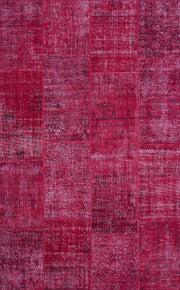 Handmade Wool Area Rug – Red Patchwork Flatweave Carpet with Soft Texture