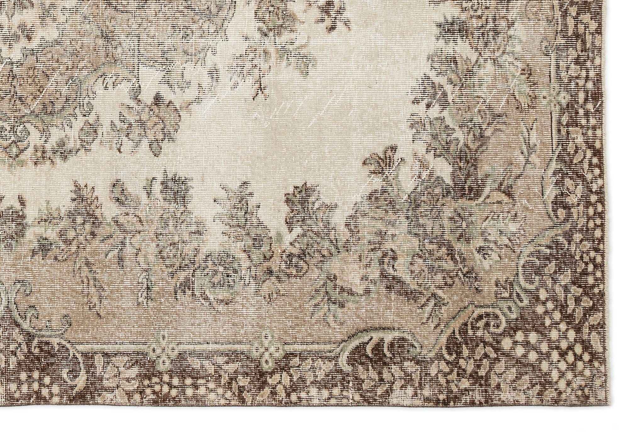 Atina Beige Vintage Wool Handmade Area Rug 6'5" x 9'9"