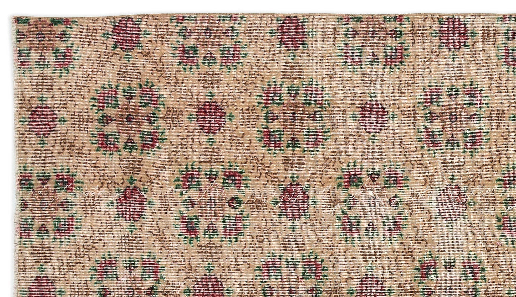 Atina Cream Vintage Wool Handmade Area Rug 5'5" x 9'6"