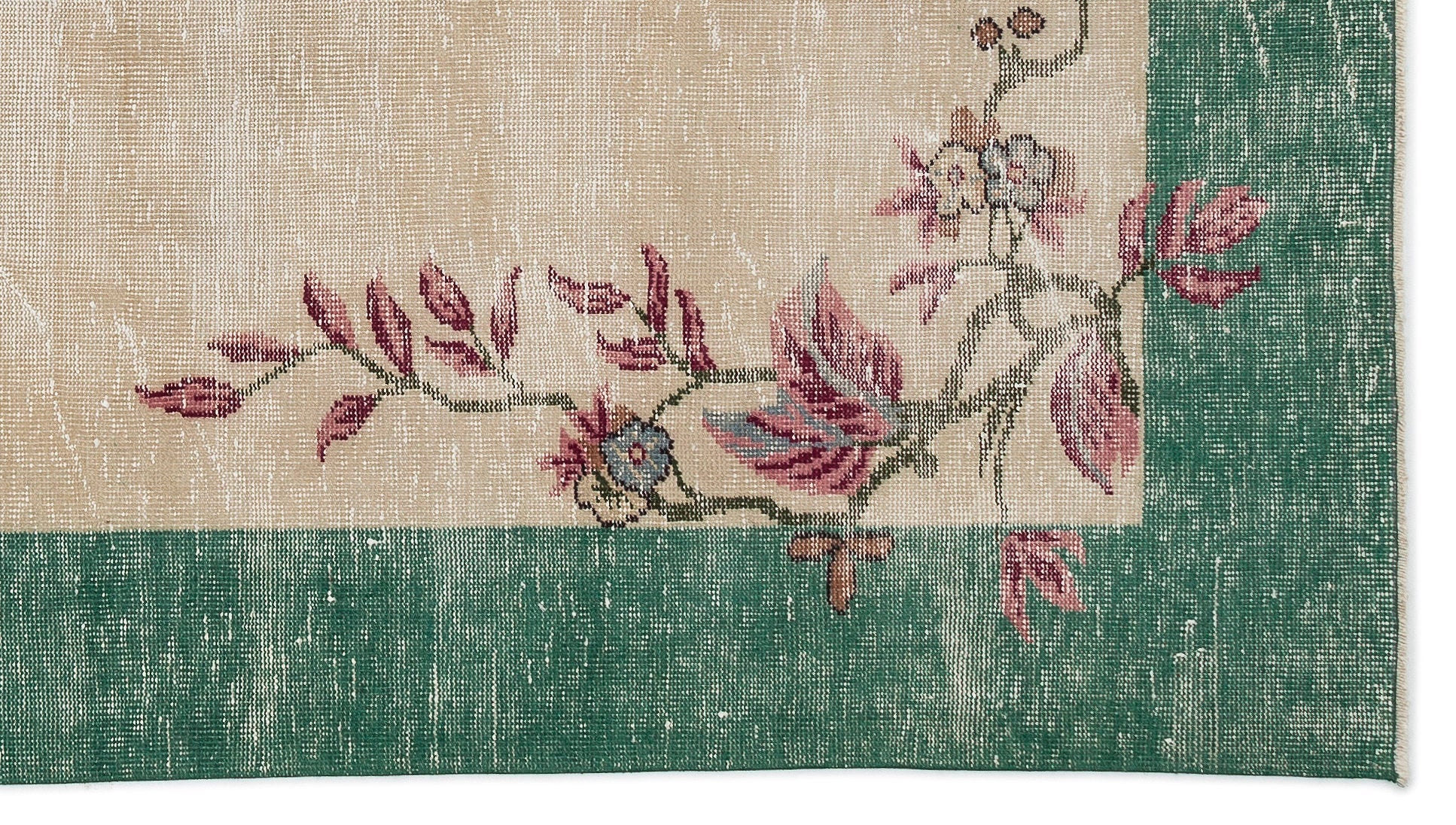 Atina Cream Vintage Wool Handmade Area Rug 5'2" x 9'4"