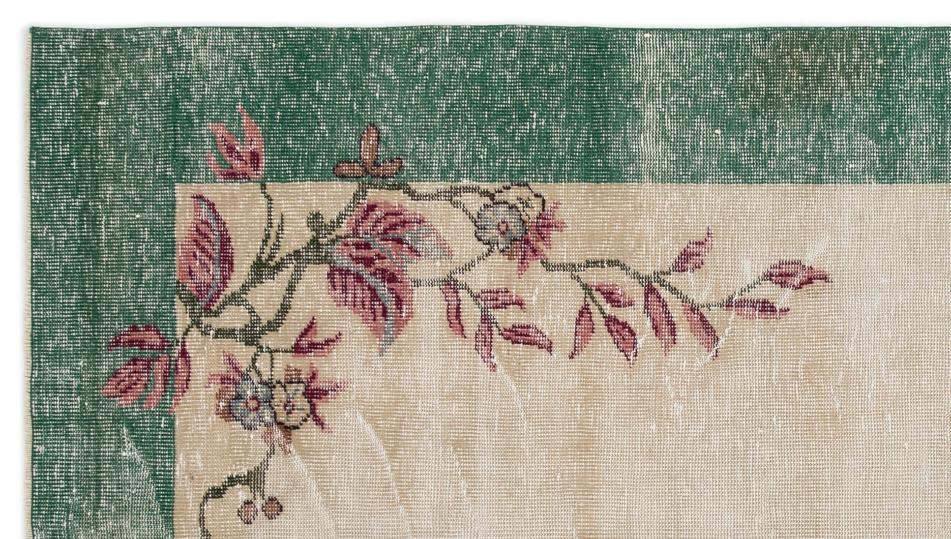 Atina Cream Vintage Wool Handmade Area Rug 5'2" x 9'4"