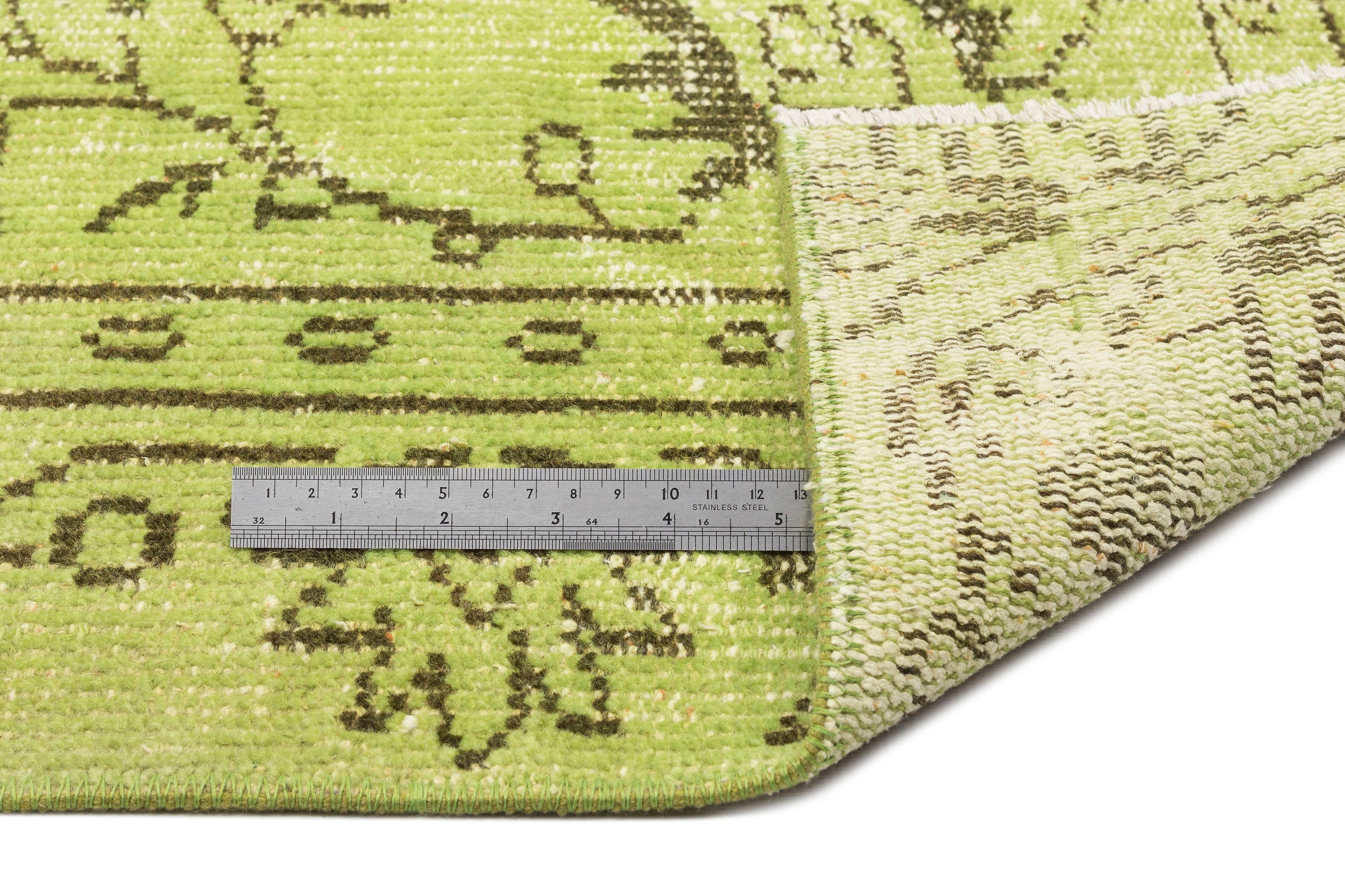 Atina Green Vintage Wool Handmade Area Rug 5'1" x 8'5"