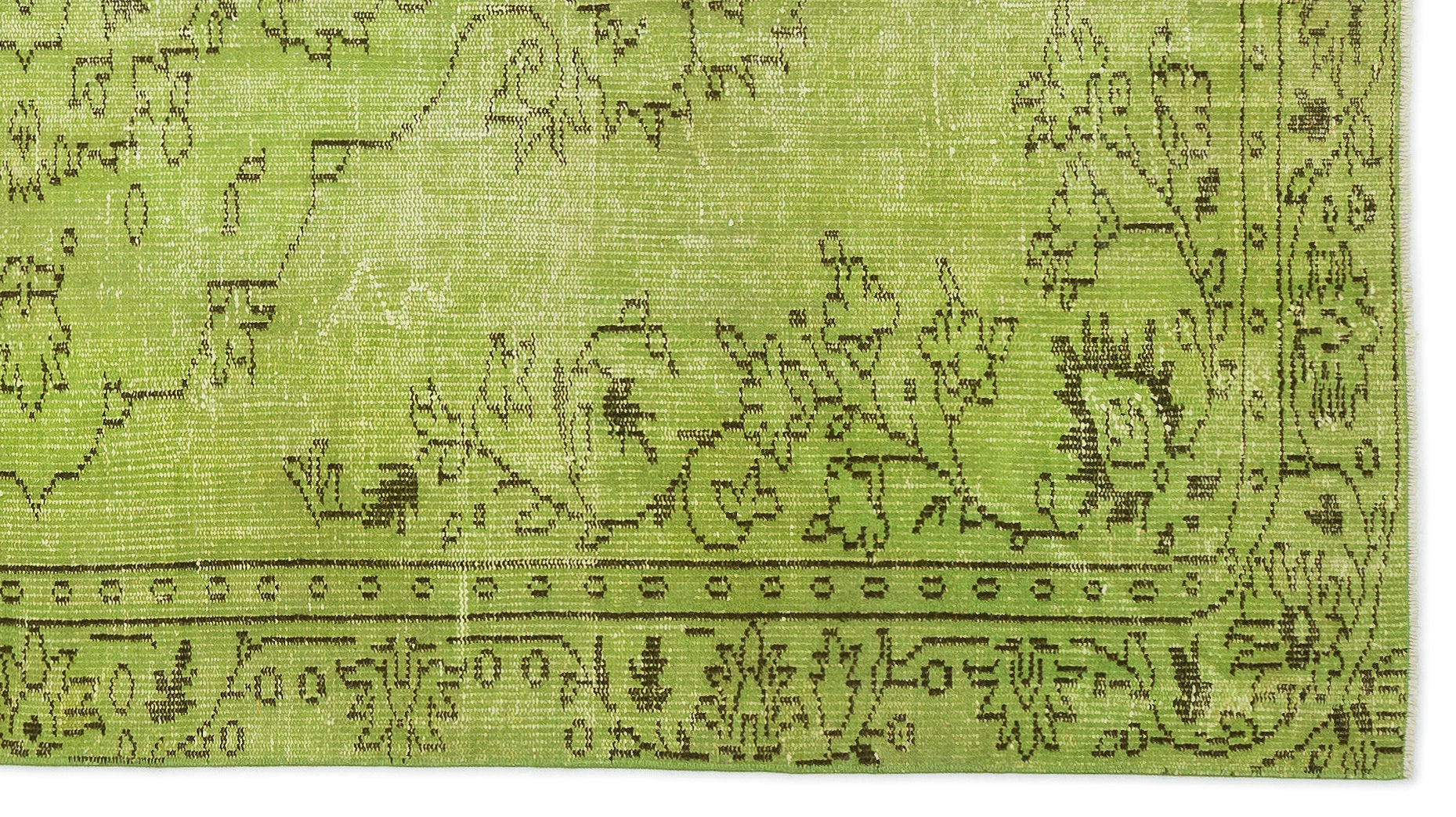 Atina Green Vintage Wool Handmade Area Rug 5'1" x 8'5"